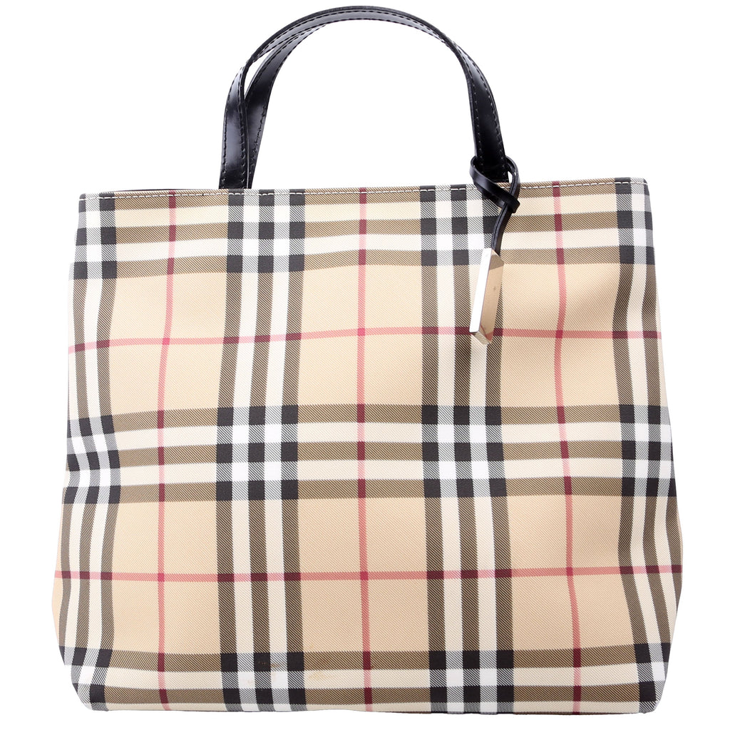 Nova Check Coated Canvas Tote Tan/Black