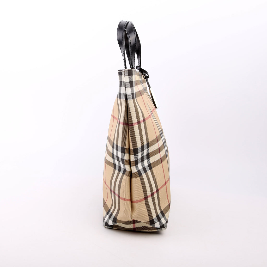 Nova Check Coated Canvas Tote Tan/Black