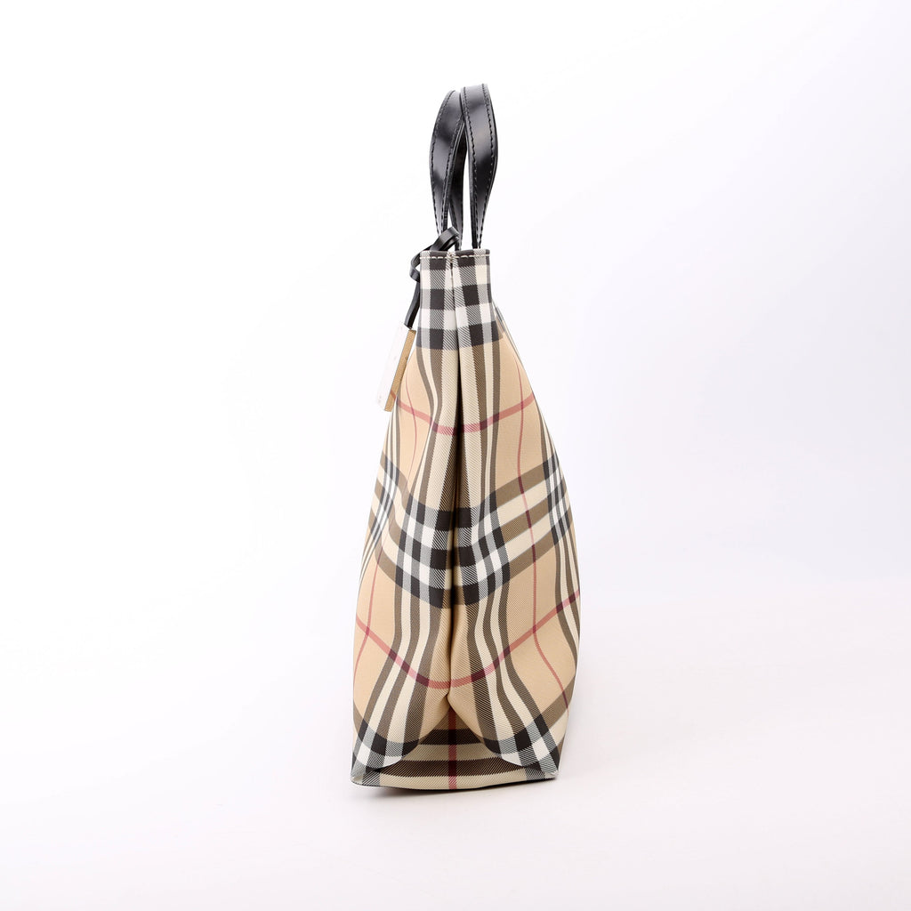 Nova Check Coated Canvas Tote Tan/Black