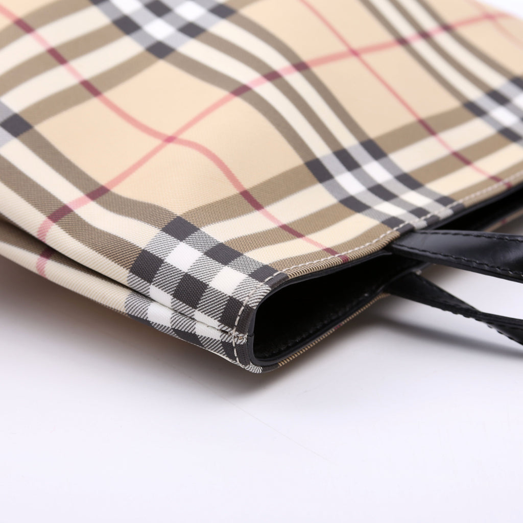 Nova Check Coated Canvas Tote Tan/Black