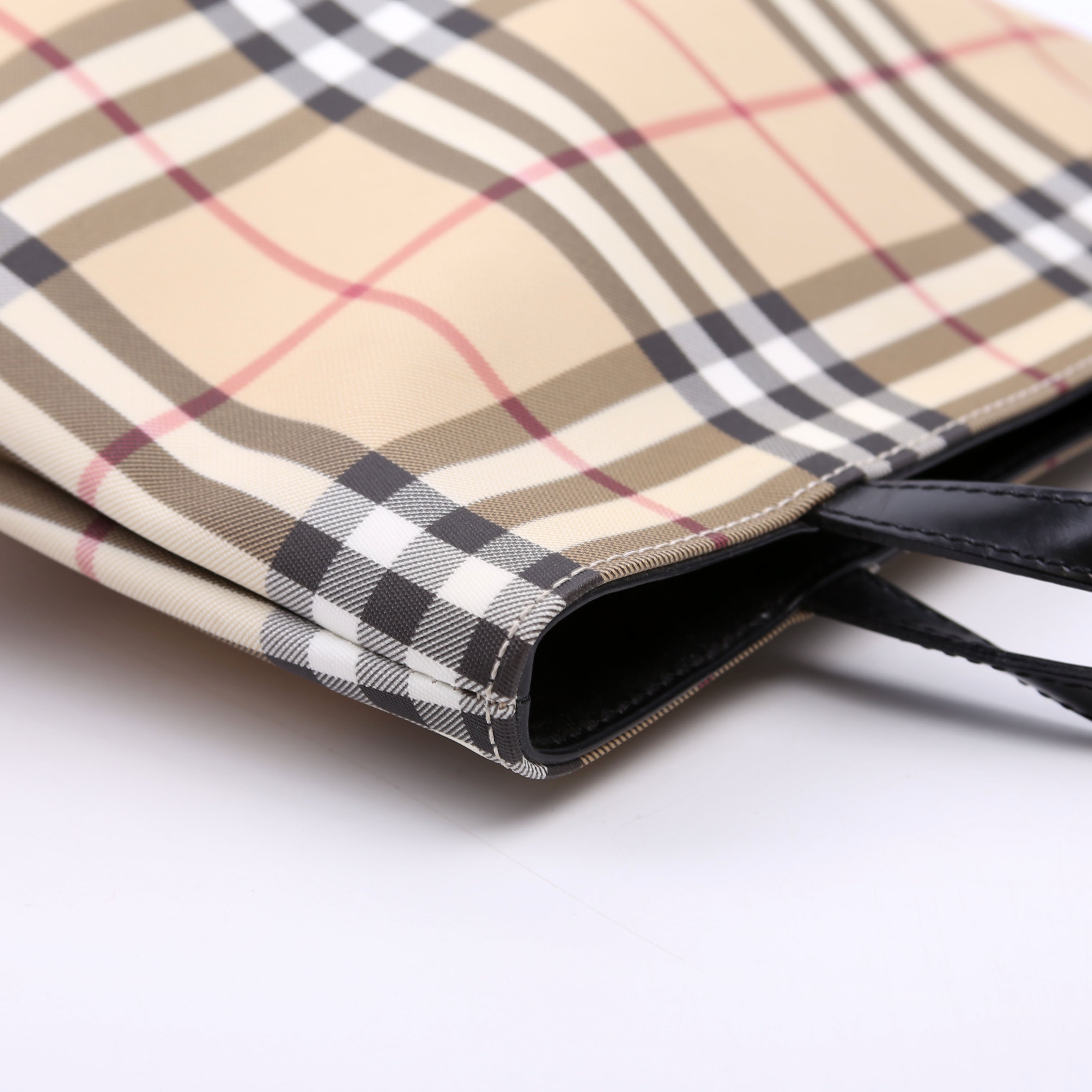 Nova Check Coated Canvas Tote Tan/Black