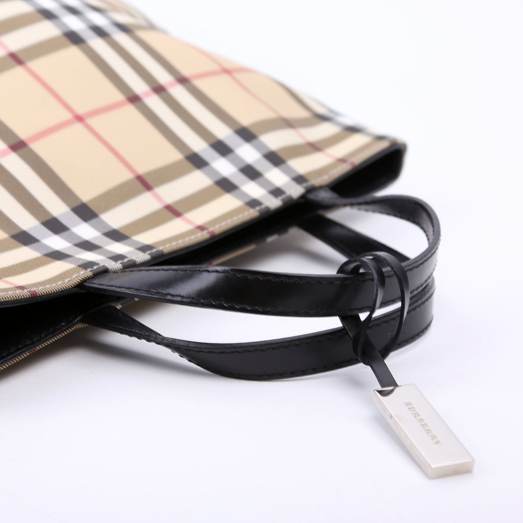 Nova Check Coated Canvas Tote Tan/Black