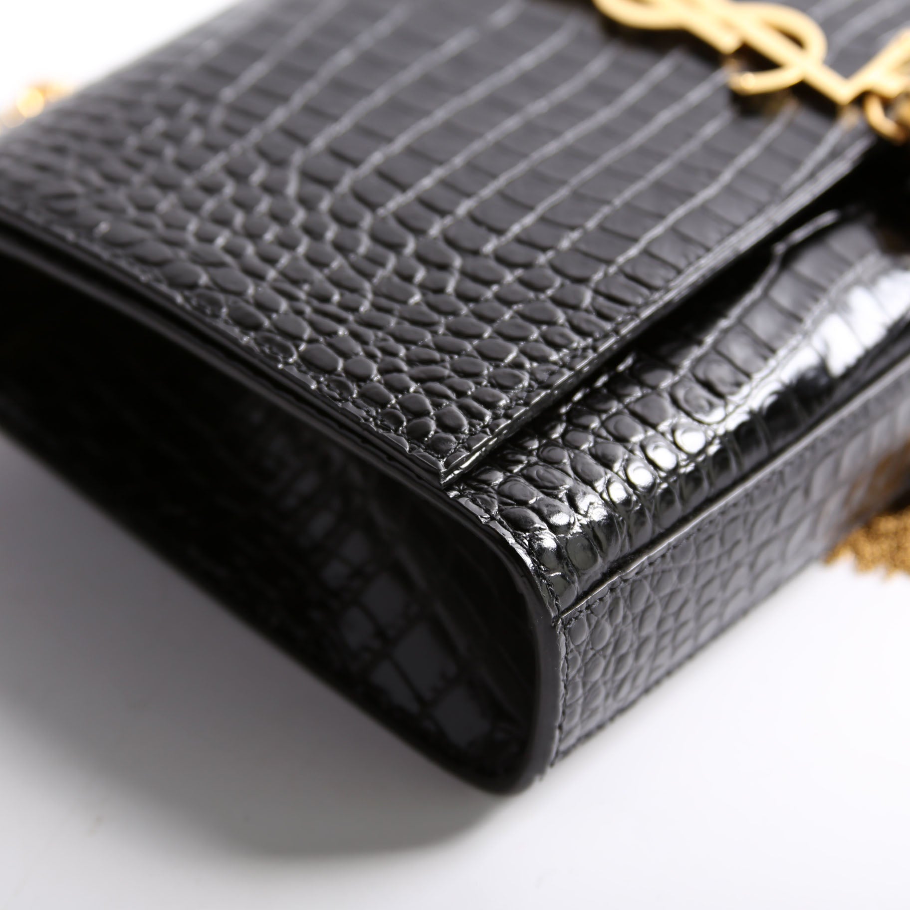 Kate Tassel Satchel Medium Crocodile Embossed 354119 Black