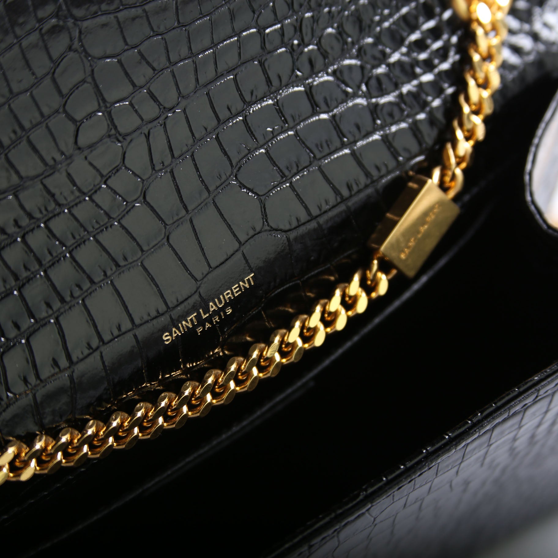 Kate Tassel Satchel Medium Crocodile Embossed 354119 Black