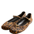 Triangle Logo Ballerina Flats Leopard Pony Hair Size 40