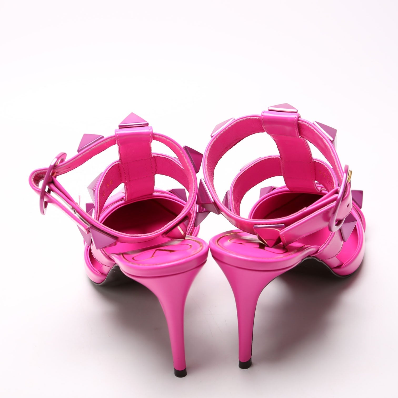 Roman Stud Ankle Strap Pumps Size 38 Pink