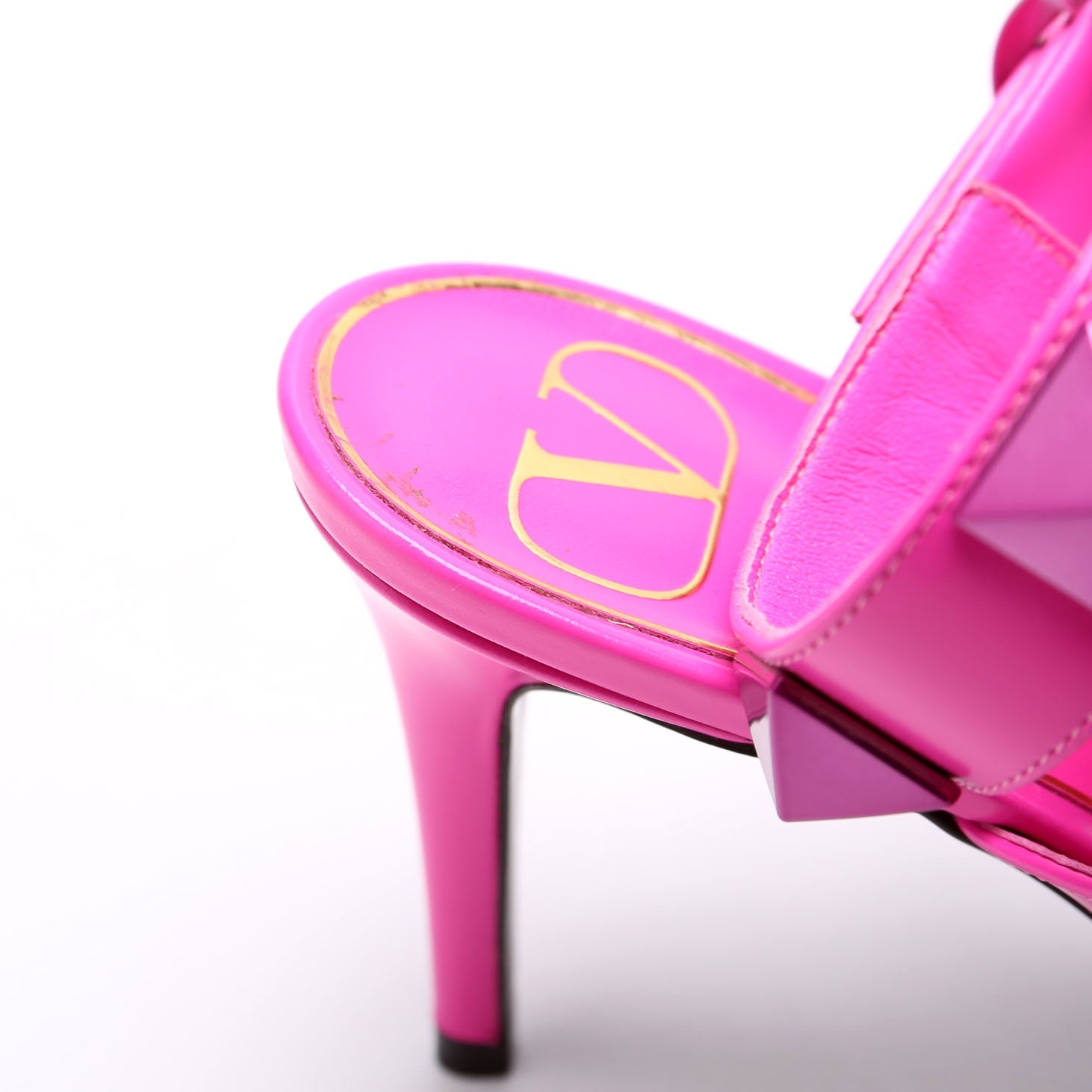 Roman Stud Ankle Strap Pumps Size 38 Pink