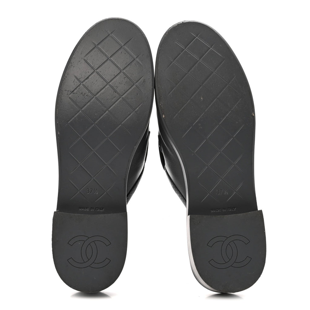 Lambskin Quilted CC Turnlock Mules 37.5 Grey