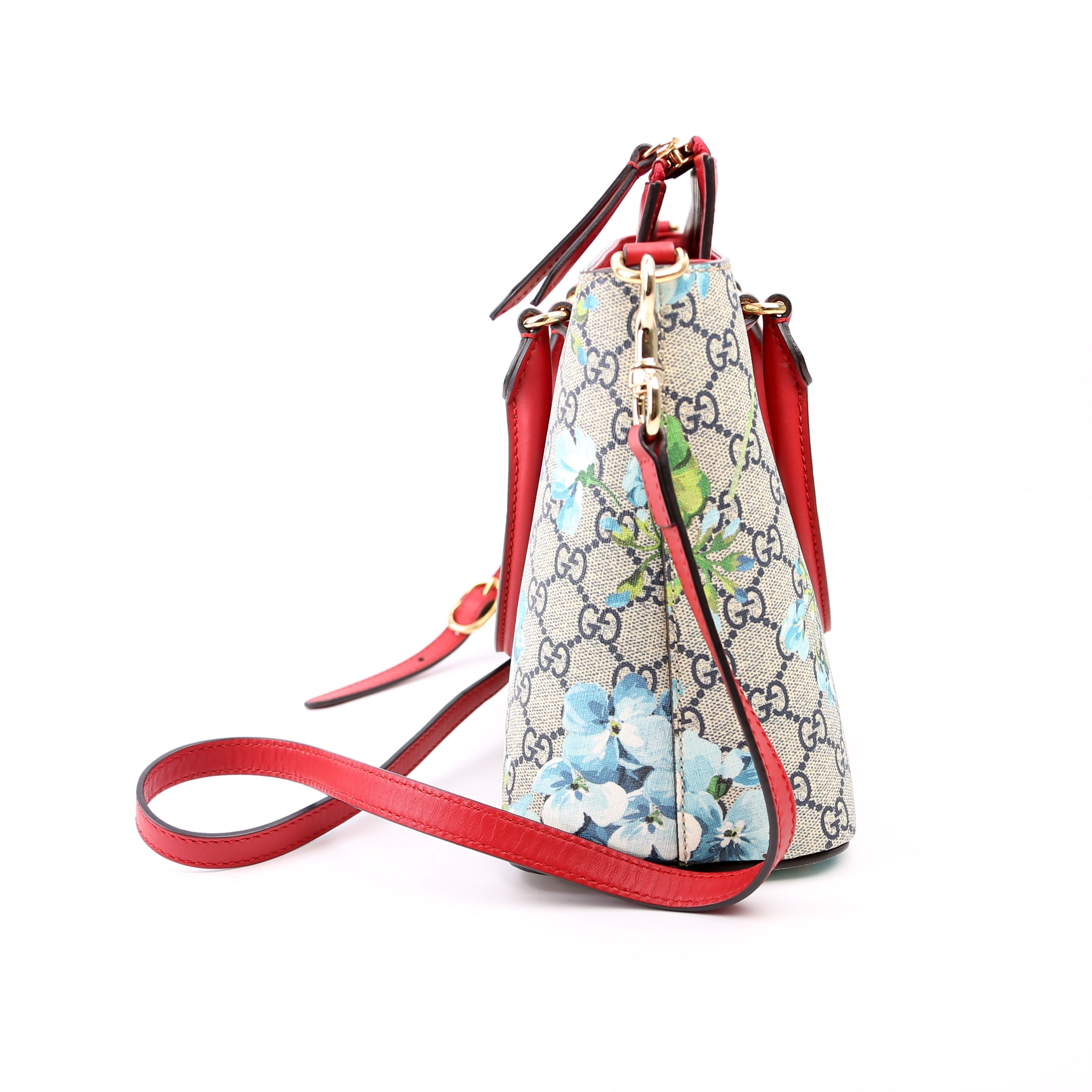 409534 GG Blooms Small Zip Tote Red