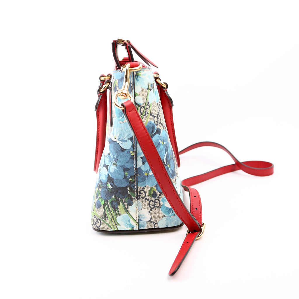 409534 GG Blooms Small Zip Tote Red