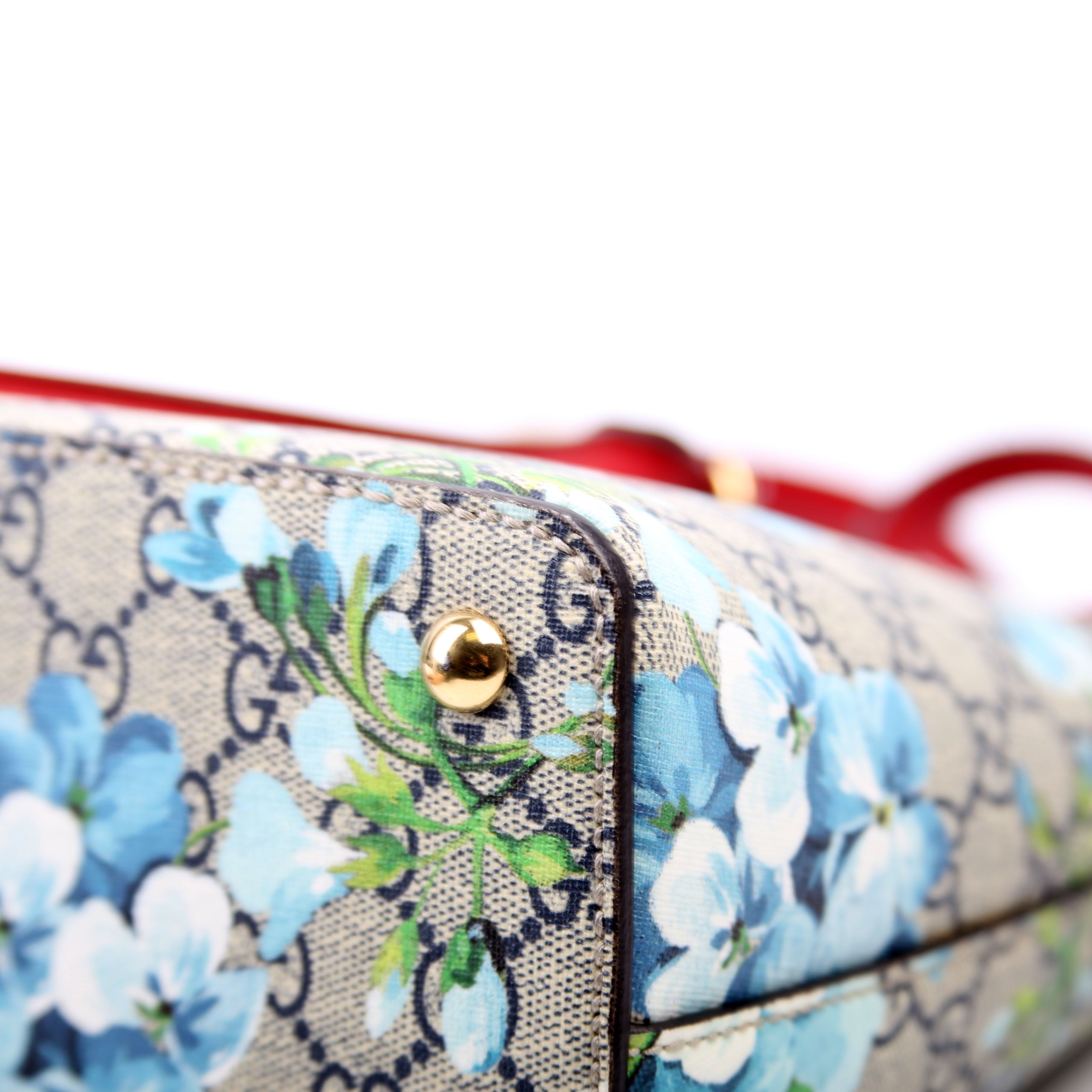 409534 GG Blooms Small Zip Tote Red