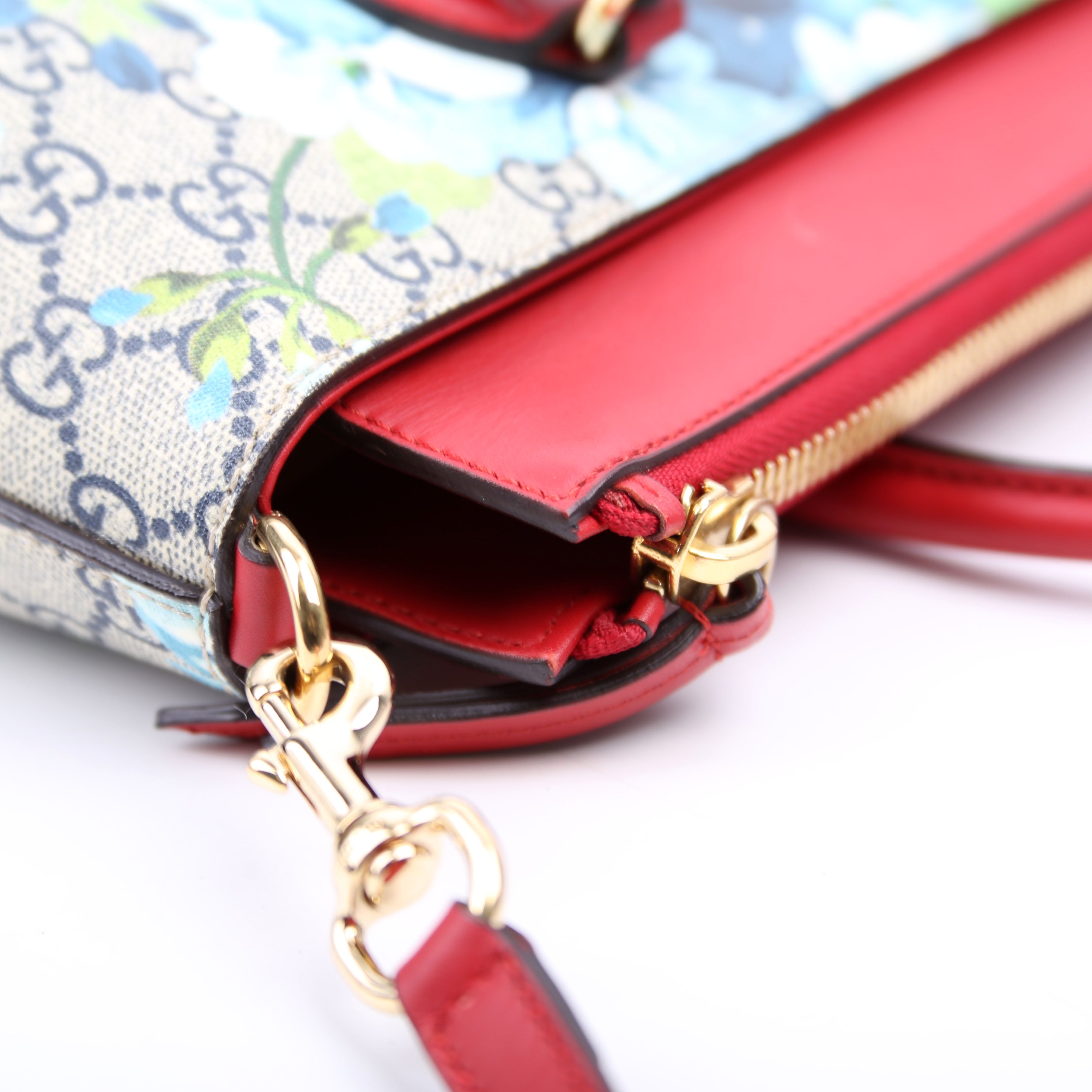 409534 GG Blooms Small Zip Tote Red