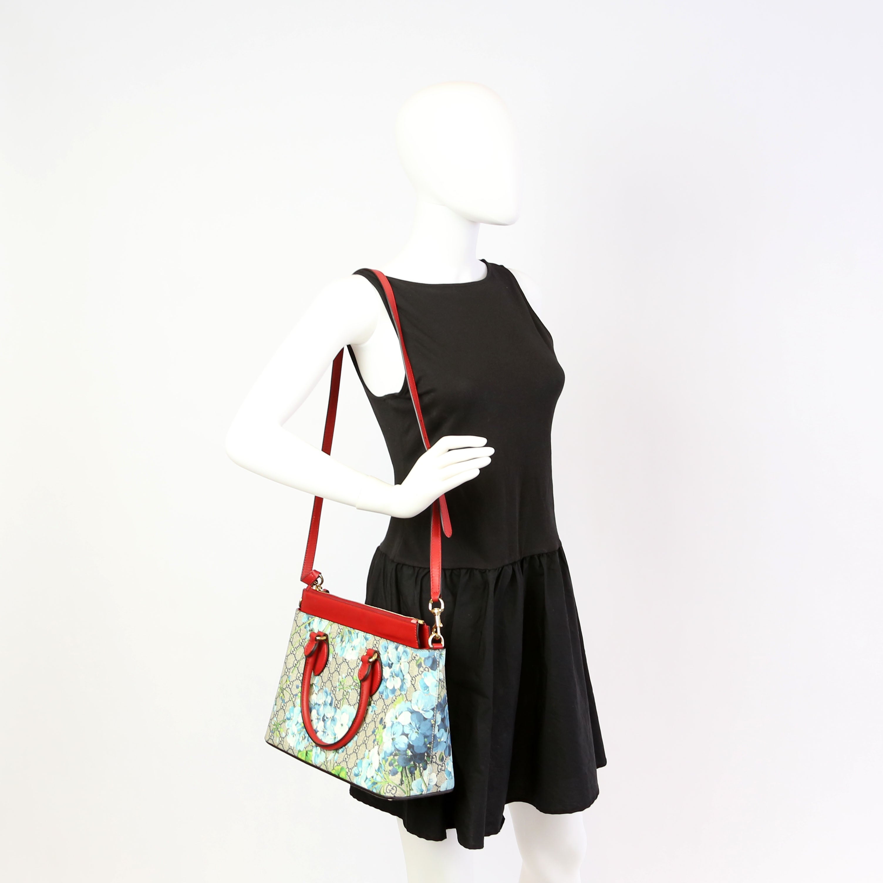 409534 GG Blooms Small Zip Tote Red
