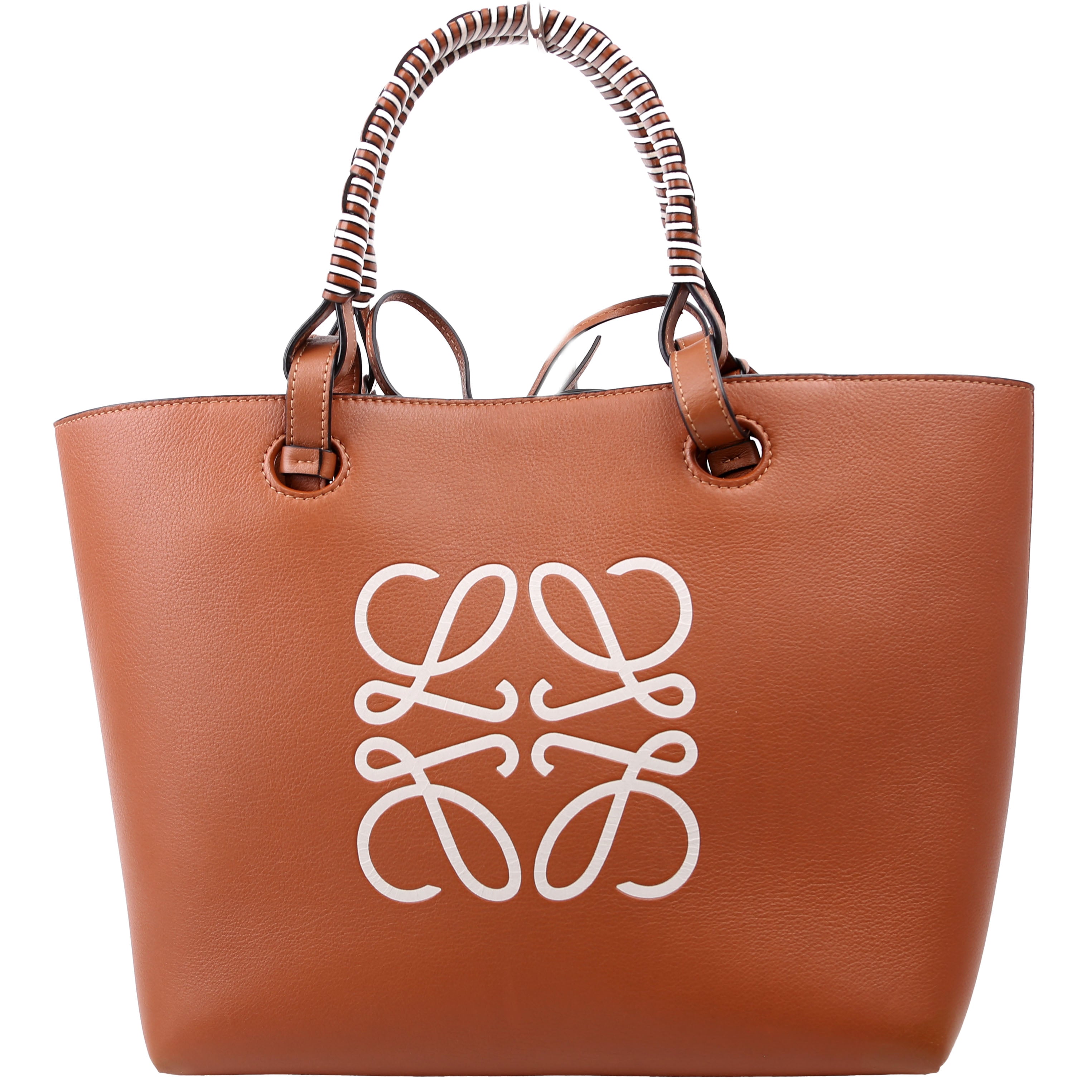 Anagram Smooth Calfskin Small Tote Brown