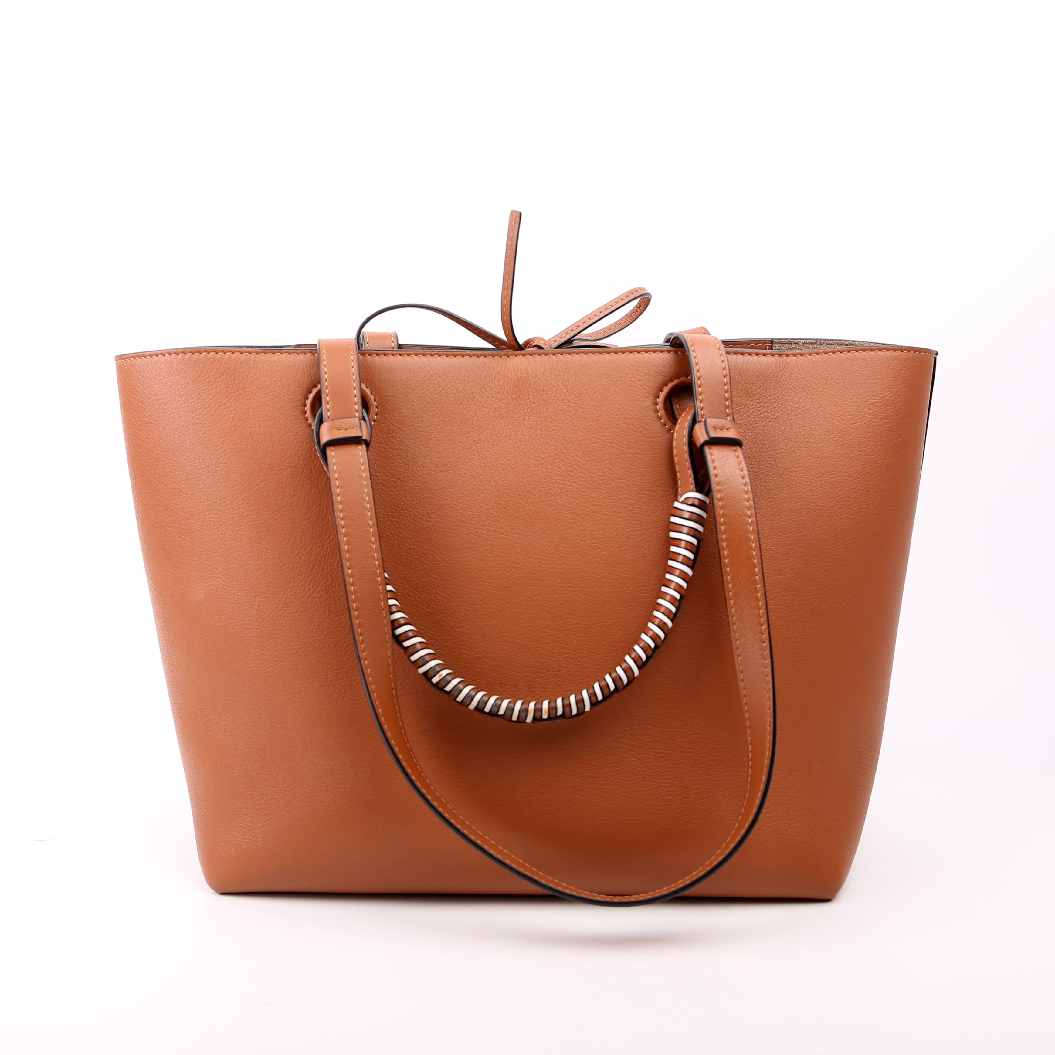 Anagram Smooth Calfskin Small Tote Brown