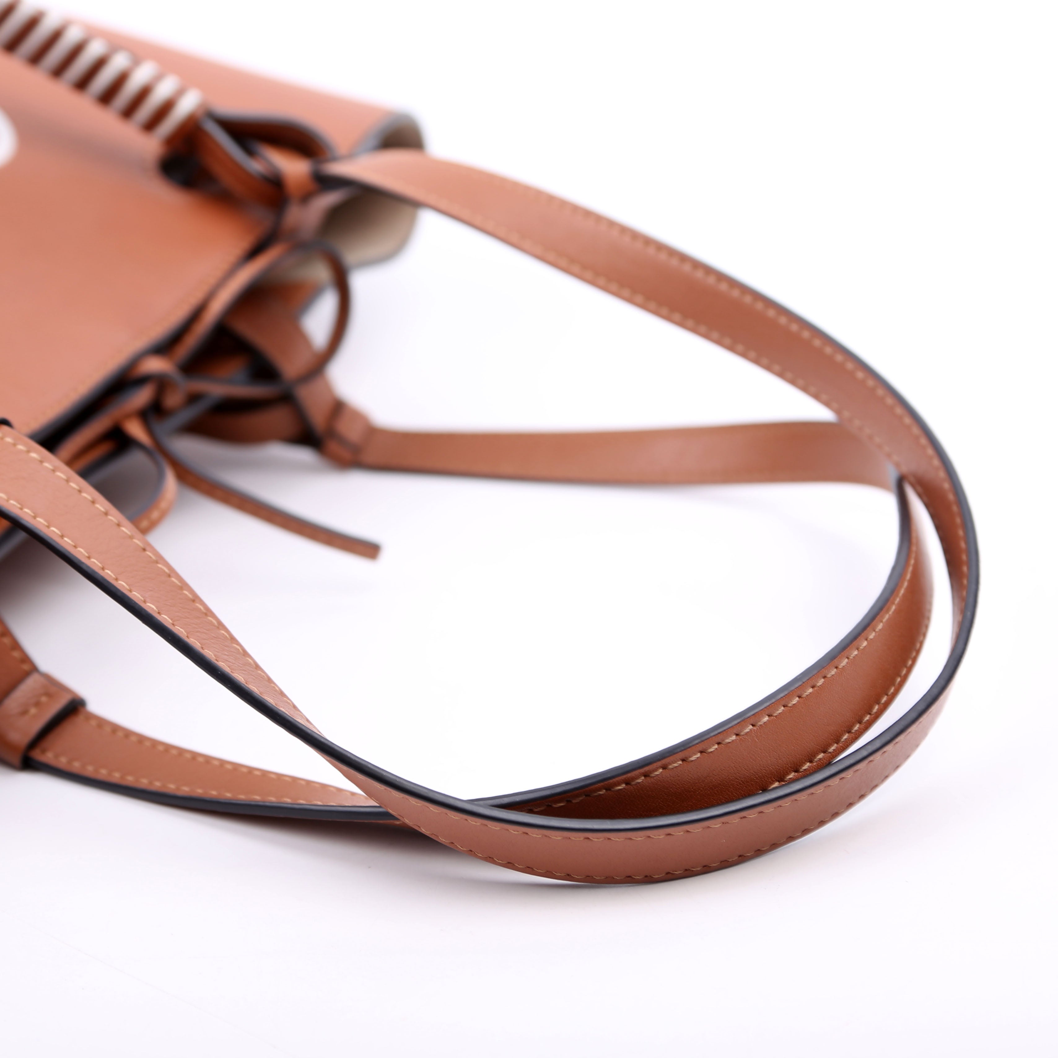 Anagram Smooth Calfskin Small Tote Brown