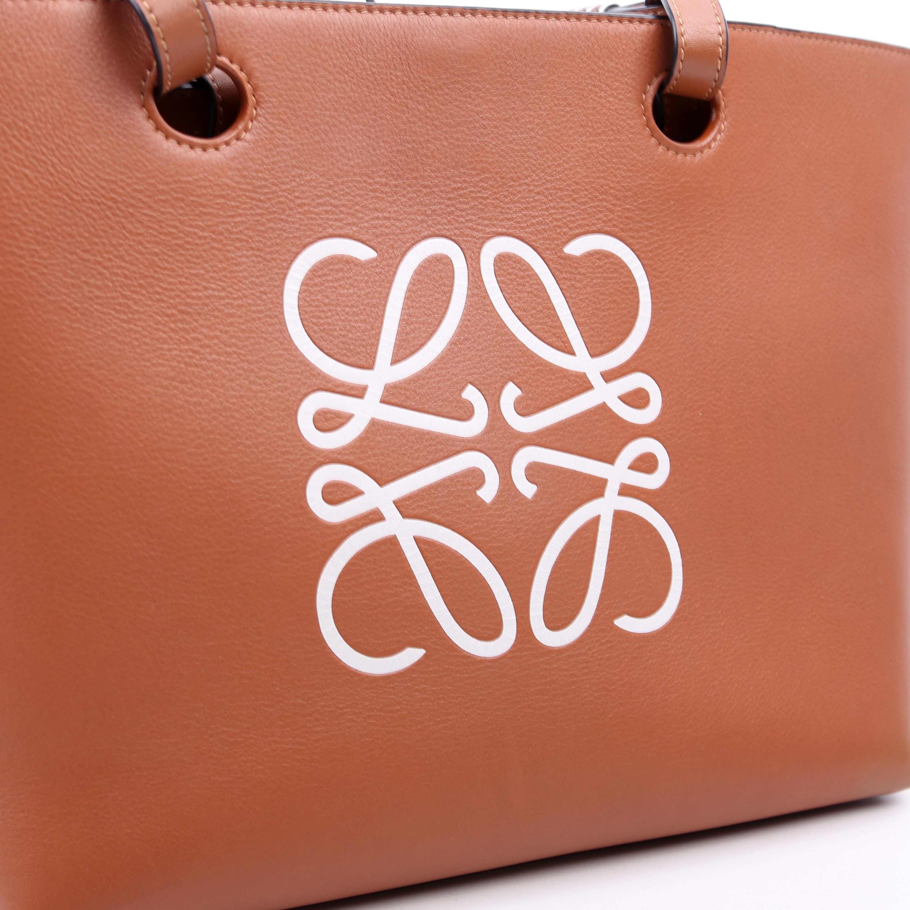 Anagram Smooth Calfskin Small Tote Brown