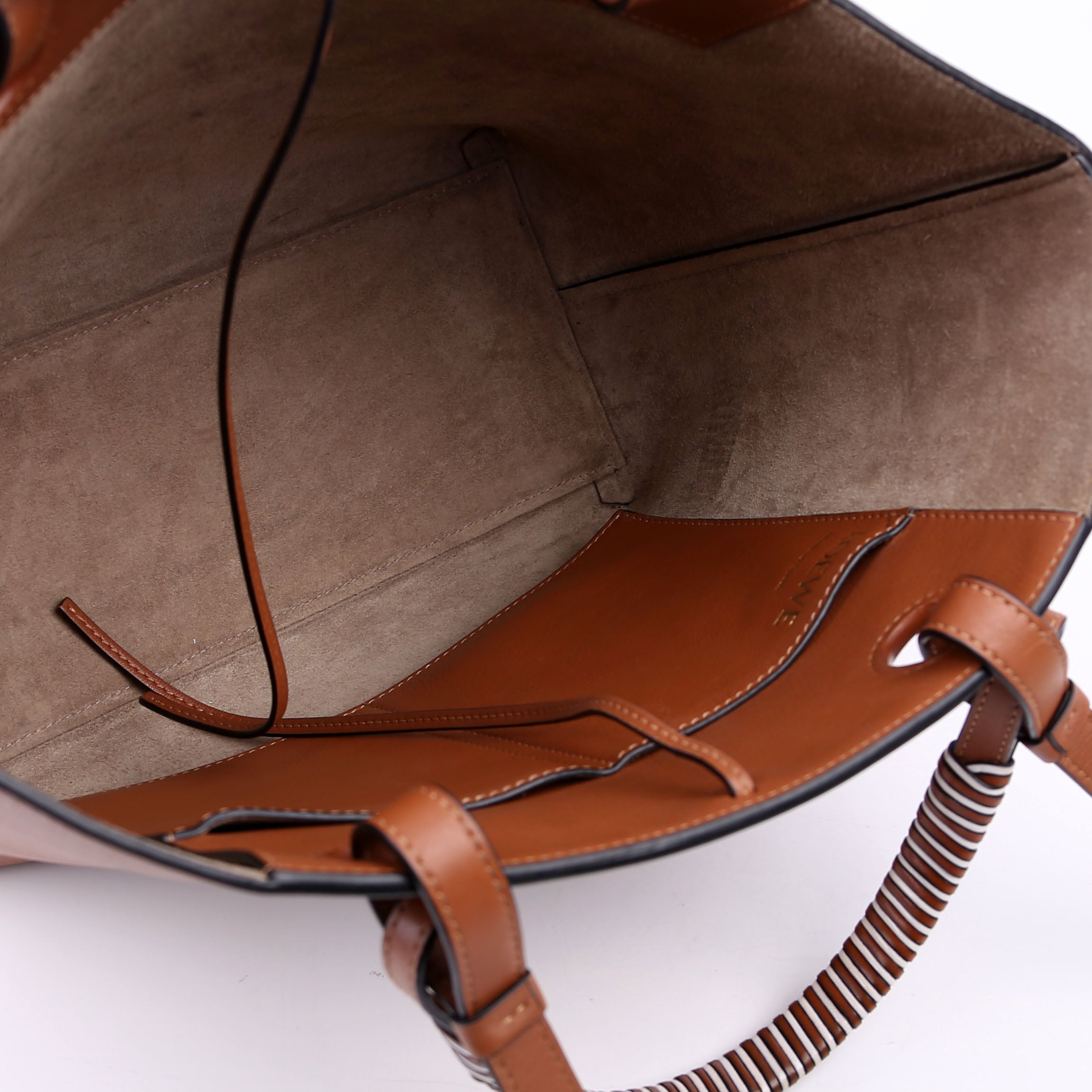 Anagram Smooth Calfskin Small Tote Brown