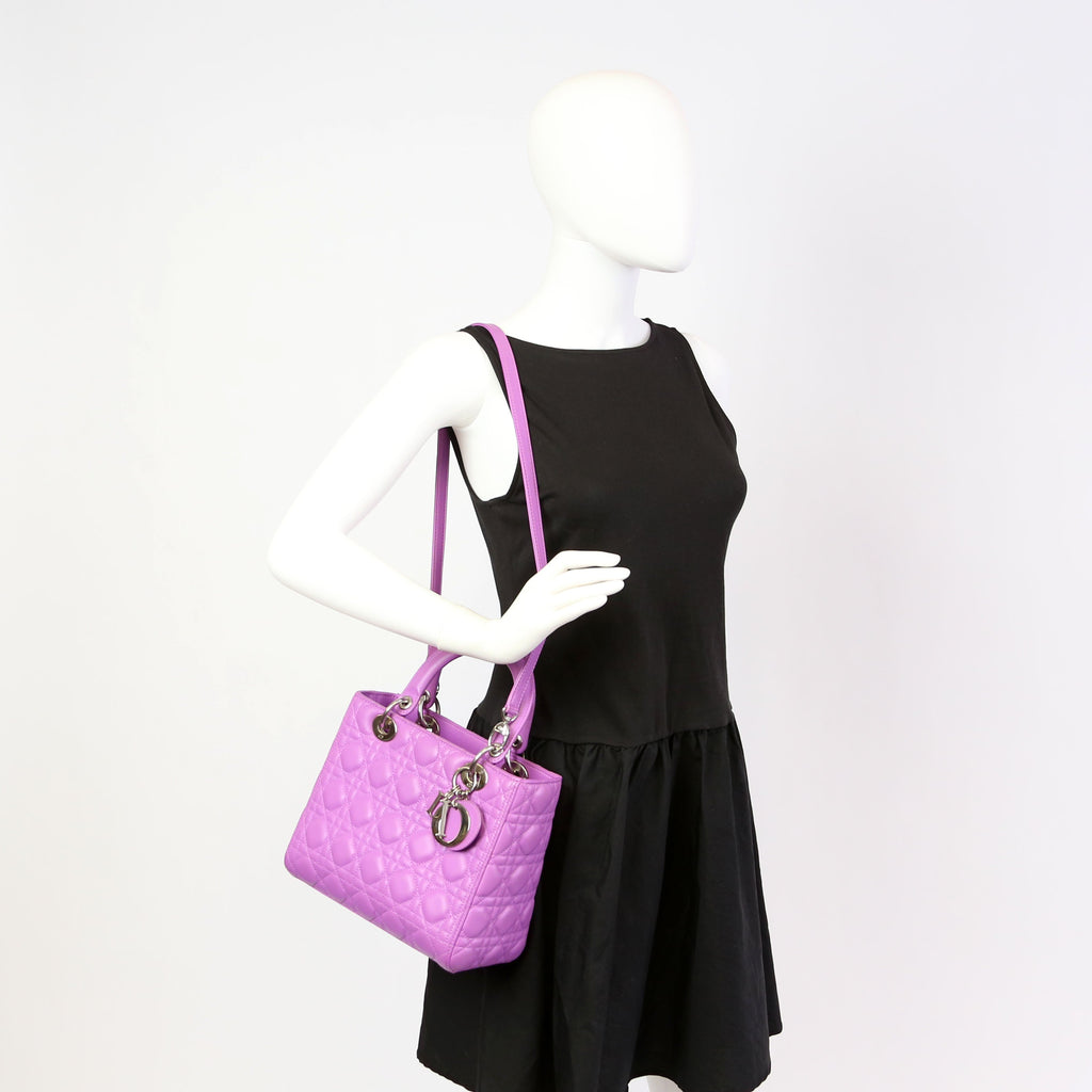 Lady Dior Medium Lambskin Purple