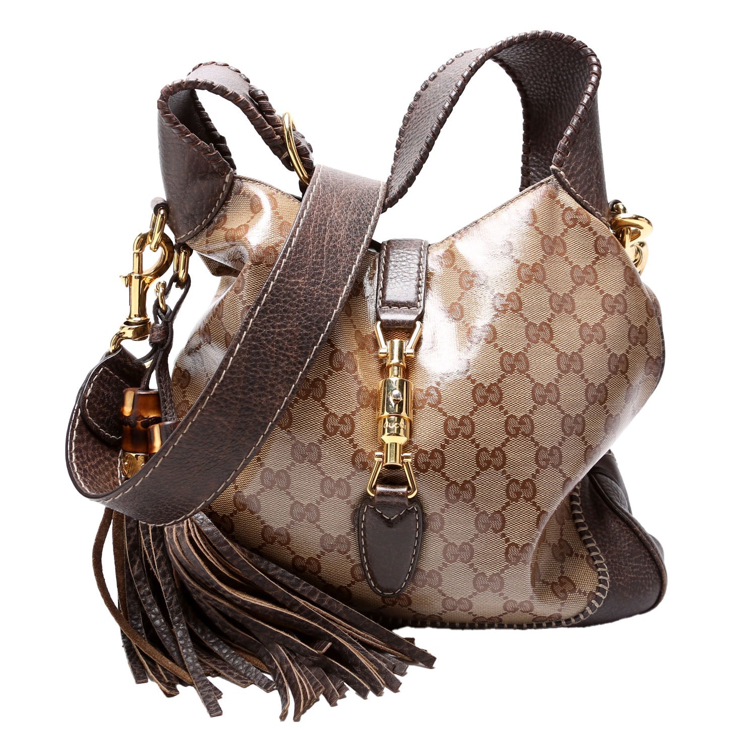 219725 GG Crystal New Jackie Shoulder Medium Brown/Beige