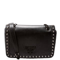 1BD147 Glace Calfskin Studded Crossbody Black