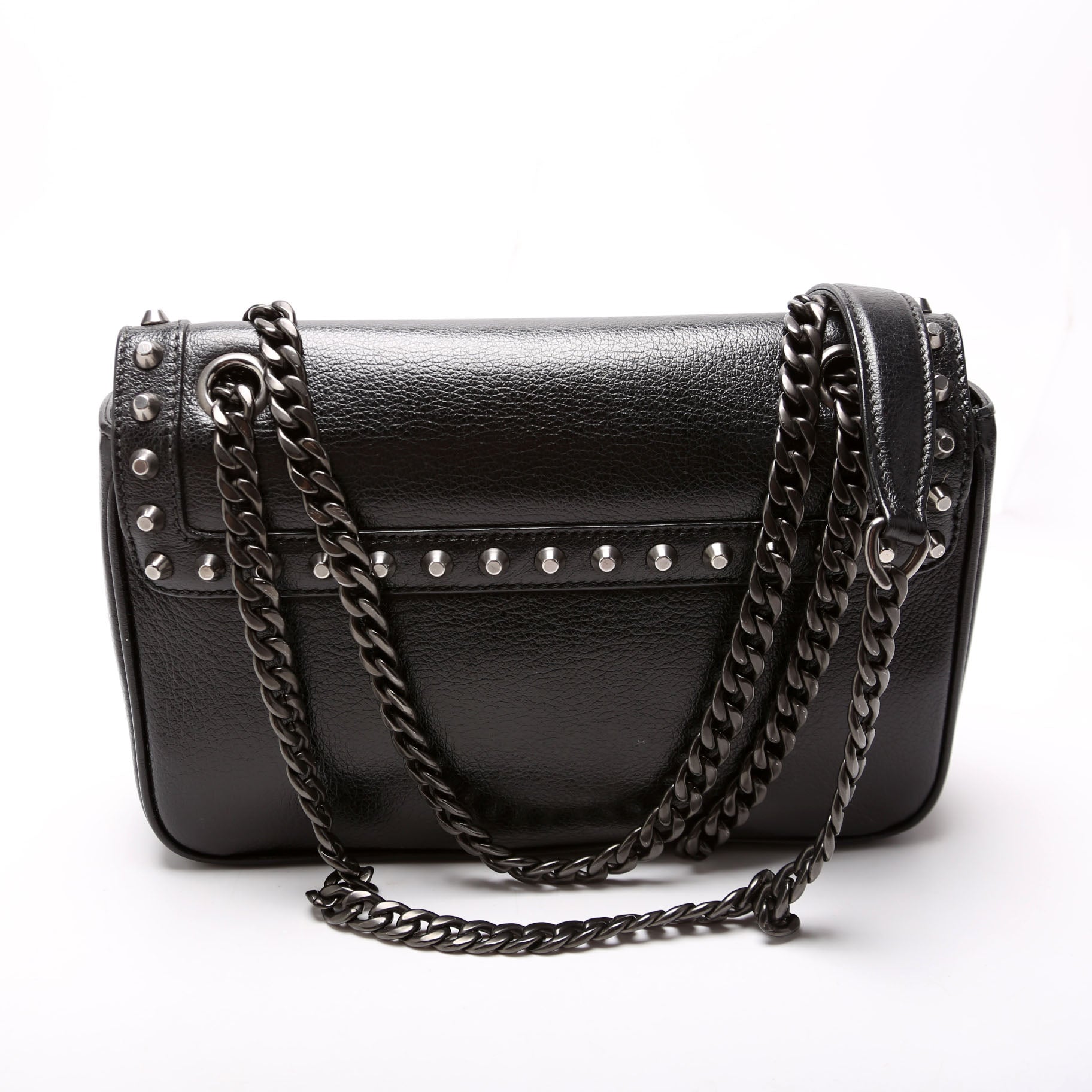 1BD147 Glace Calfskin Studded Crossbody Black