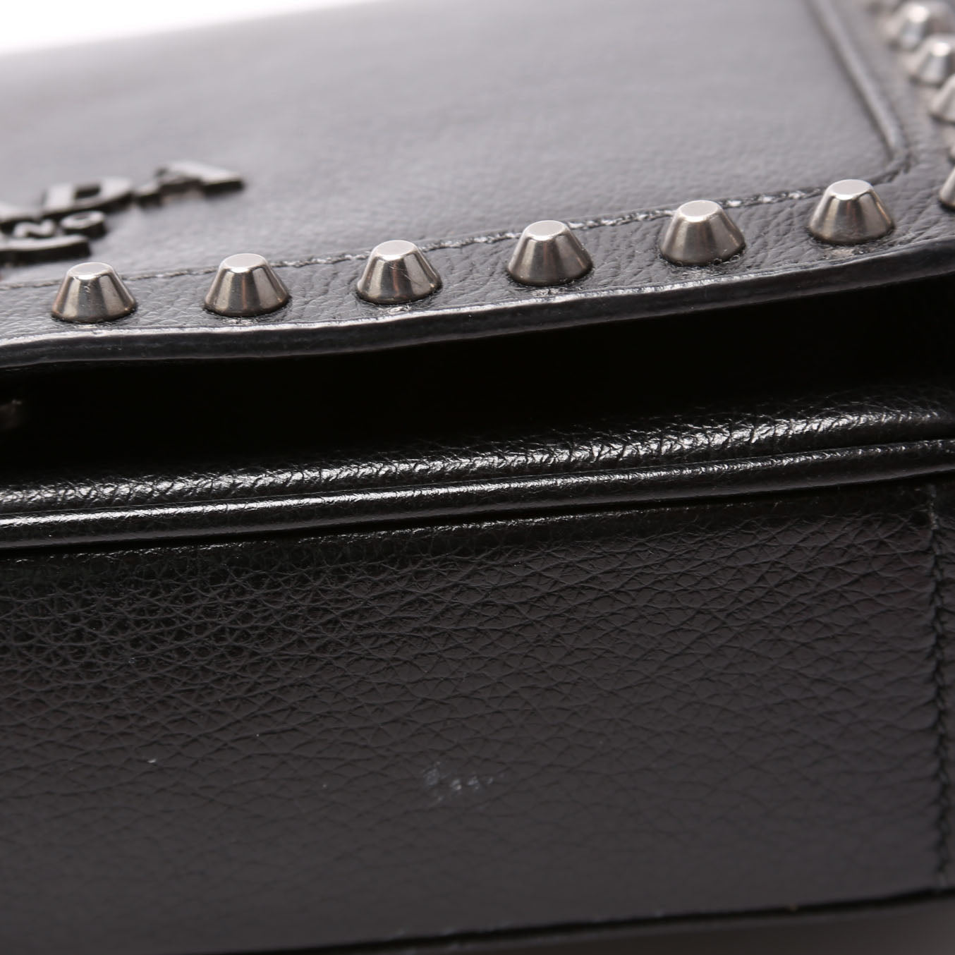 1BD147 Glace Calfskin Studded Crossbody Black