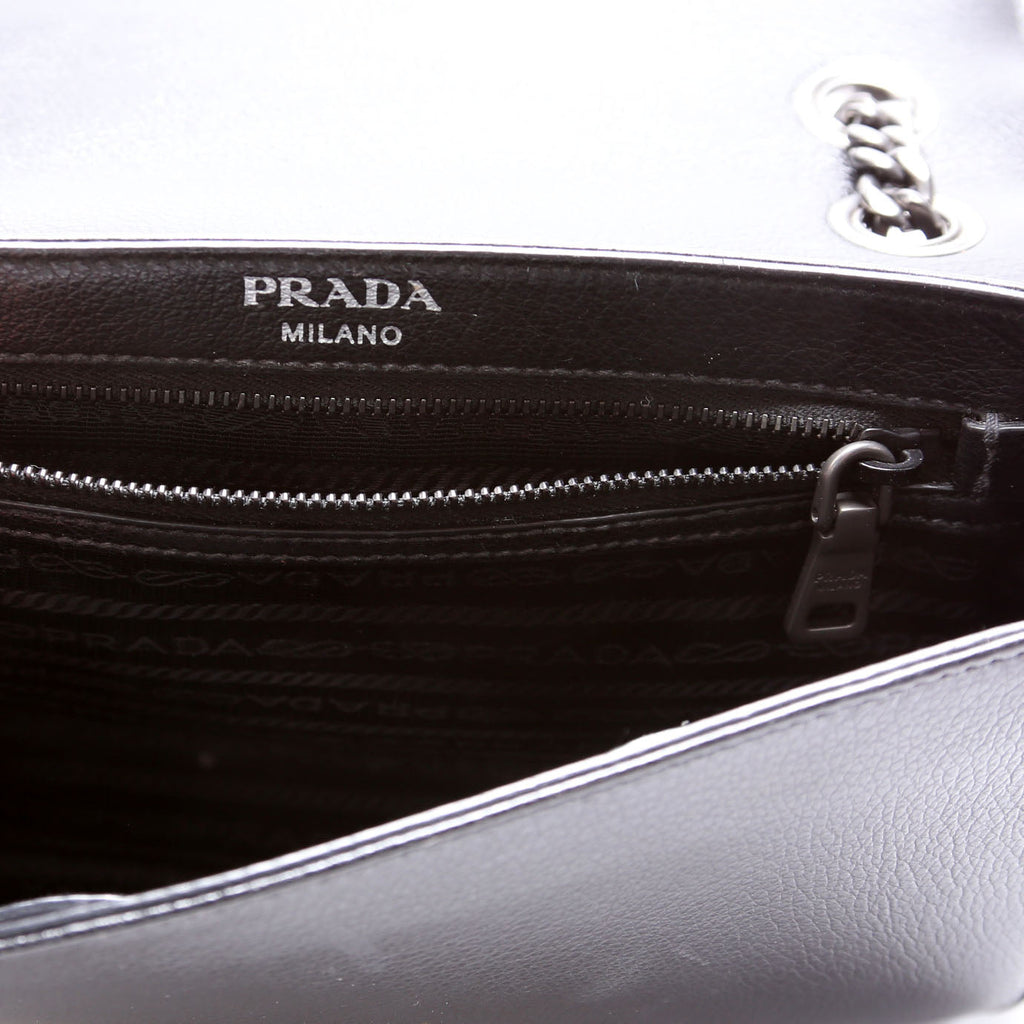 1BD147 Glace Calfskin Studded Crossbody Black