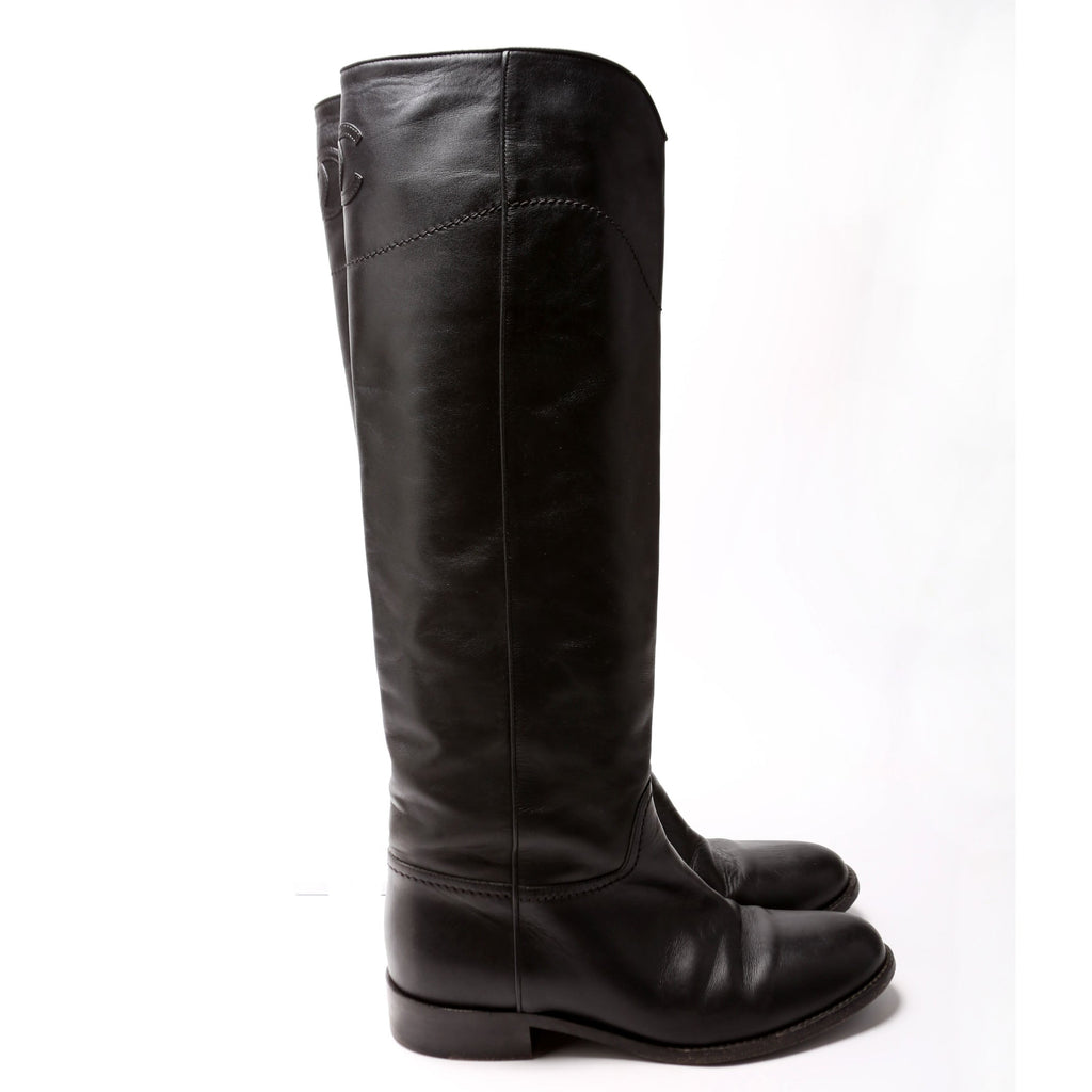 CC Riding Boots Leather Size 39 Black