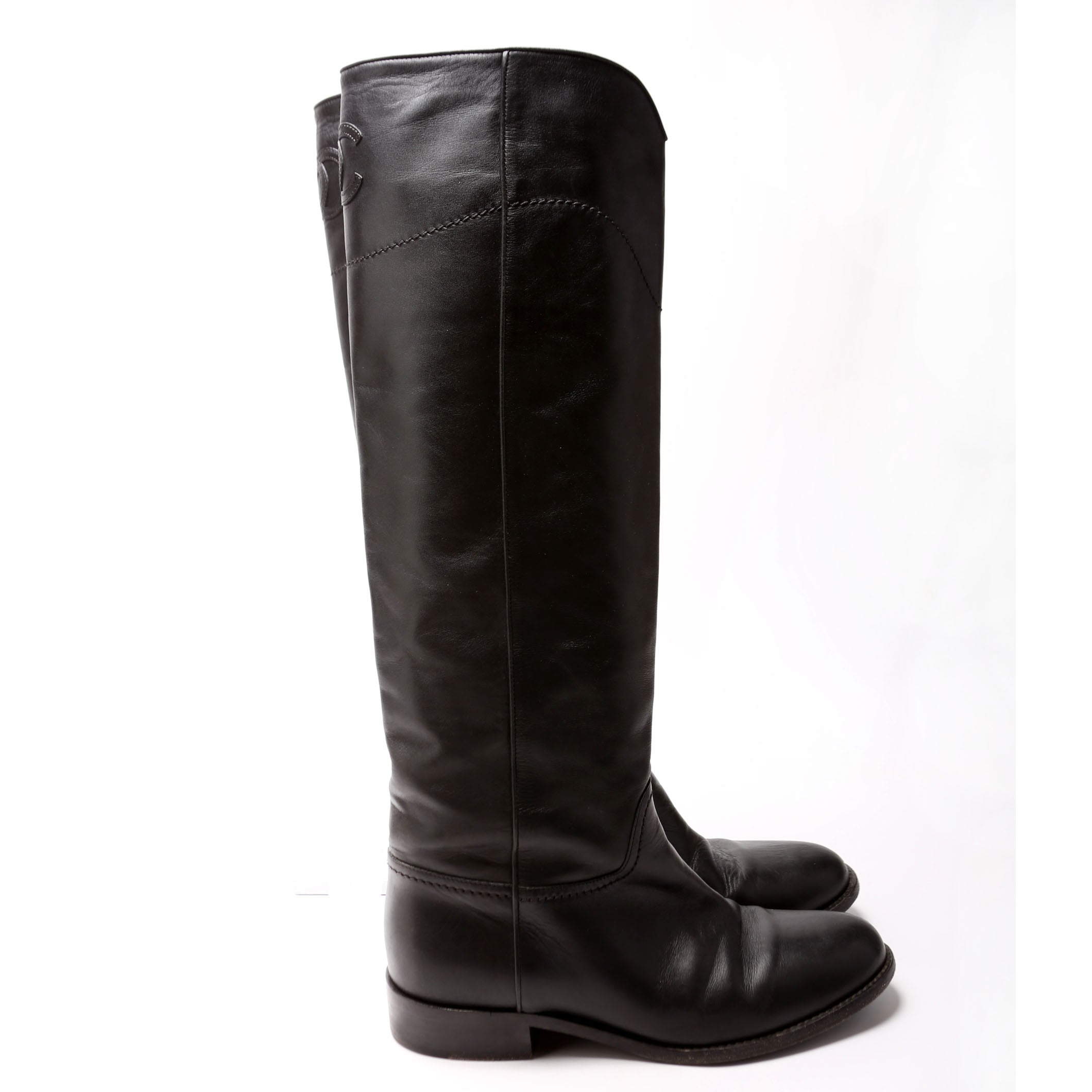 CC Riding Boots Leather Size 39 Black