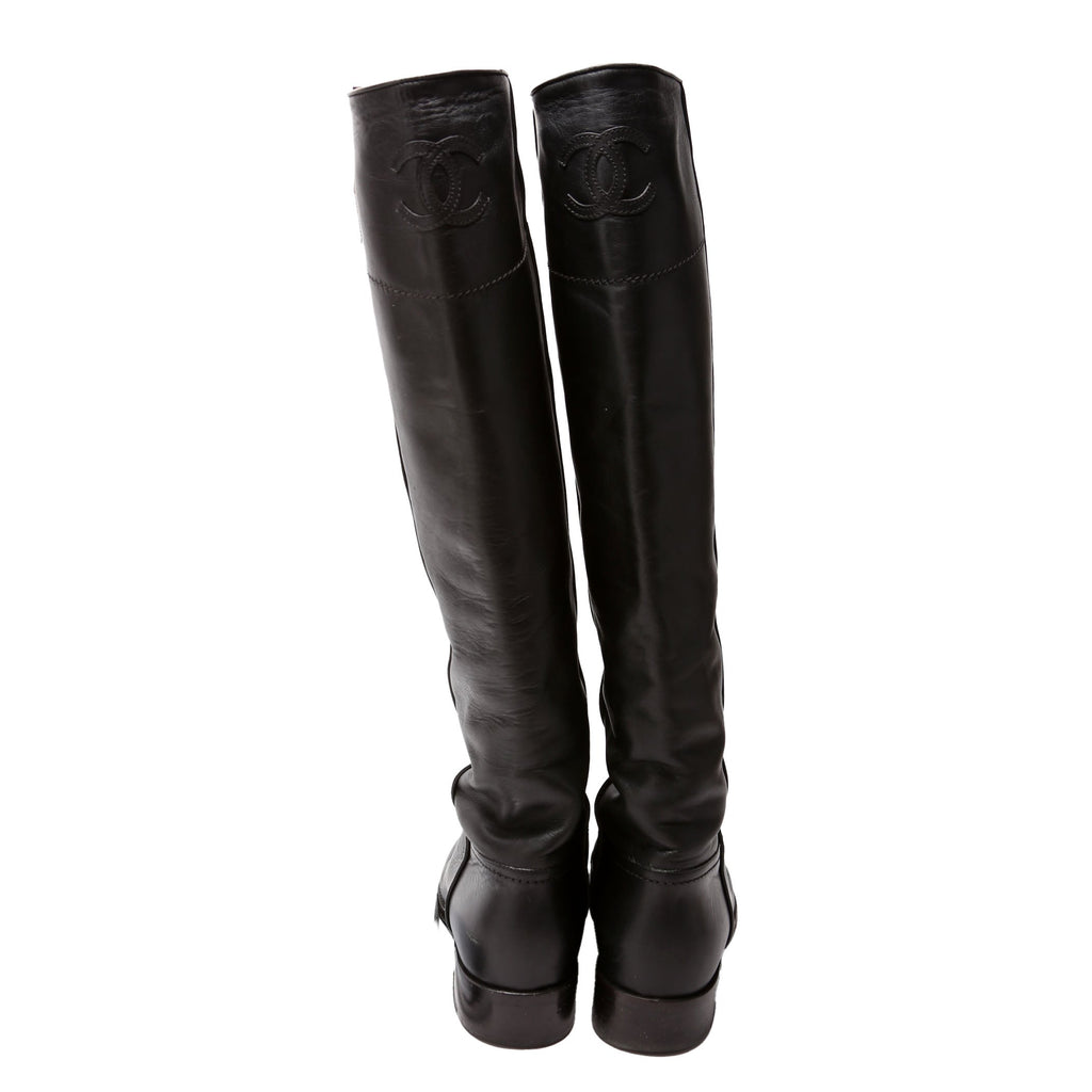 CC Riding Boots Leather Size 39 Black