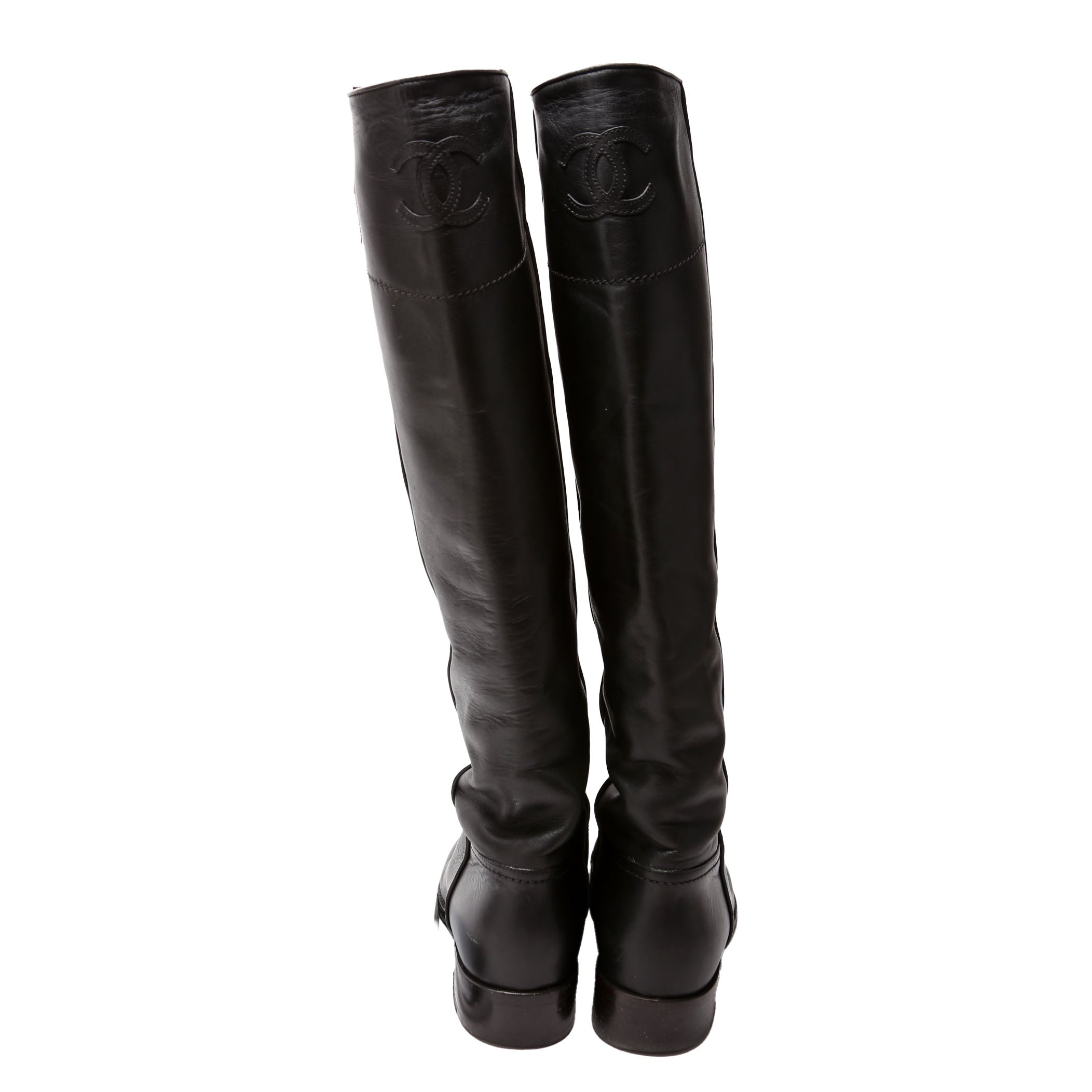 CC Riding Boots Leather Size 39 Black