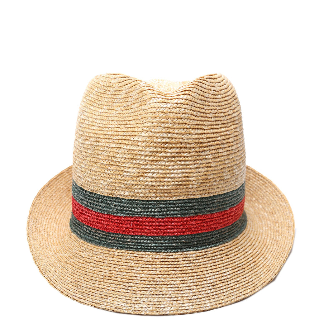 447364 Abaca Straw Wed Fedora Size Large Beige/Red/Green