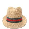 447364 Abaca Straw Wed Fedora Size Large Beige/Red/Green
