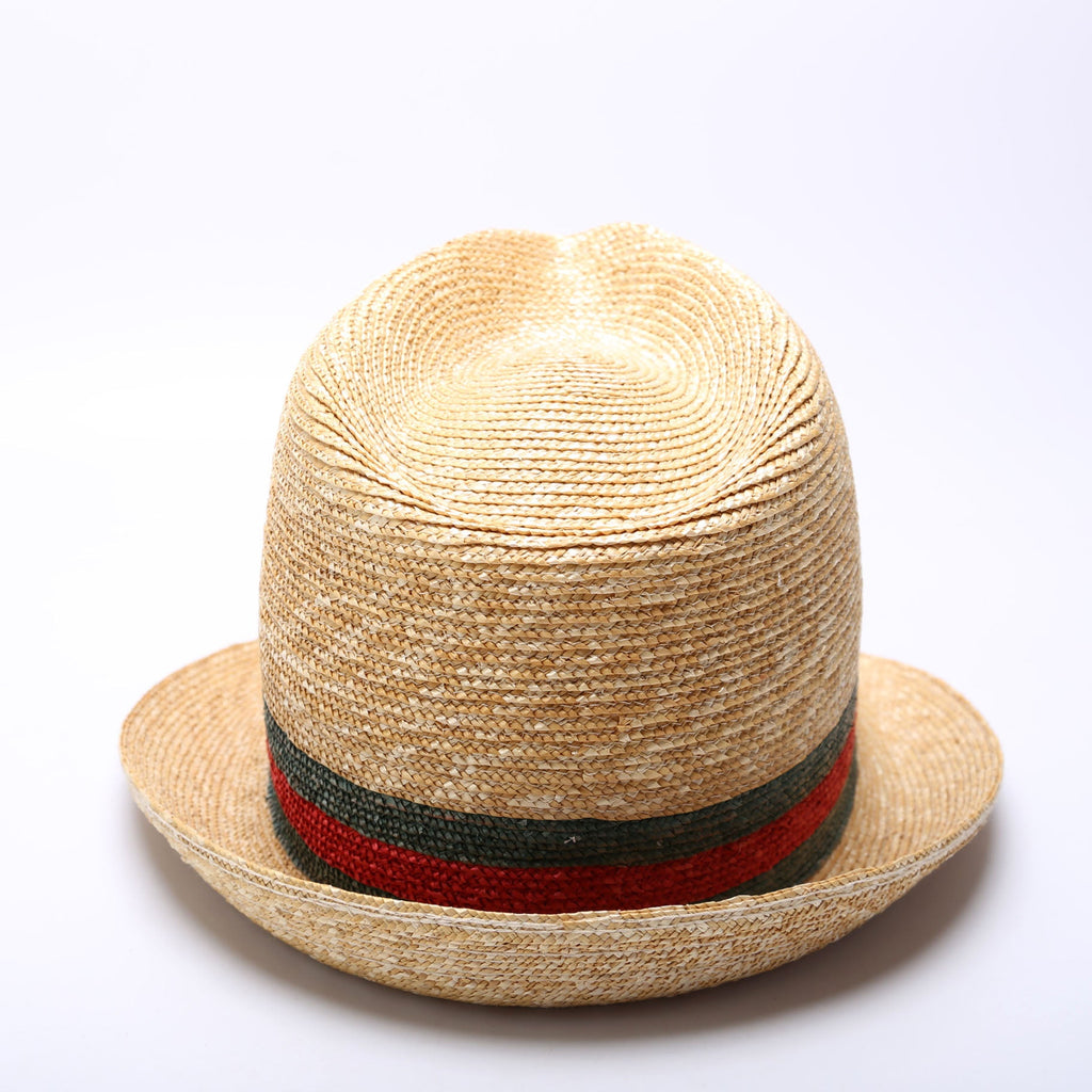 447364 Abaca Straw Wed Fedora Size Large Beige/Red/Green