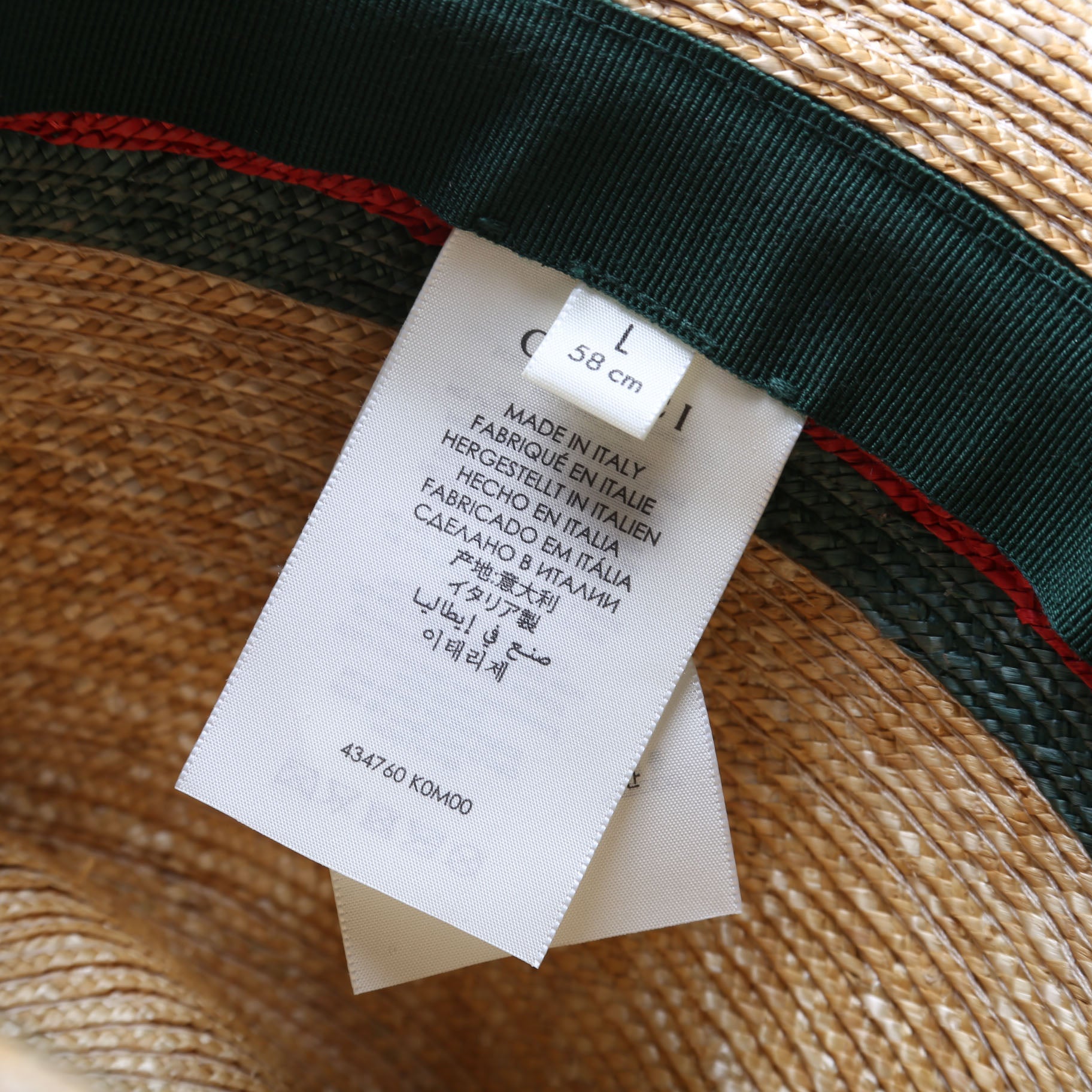 447364 Abaca Straw Wed Fedora Size Large Beige/Red/Green