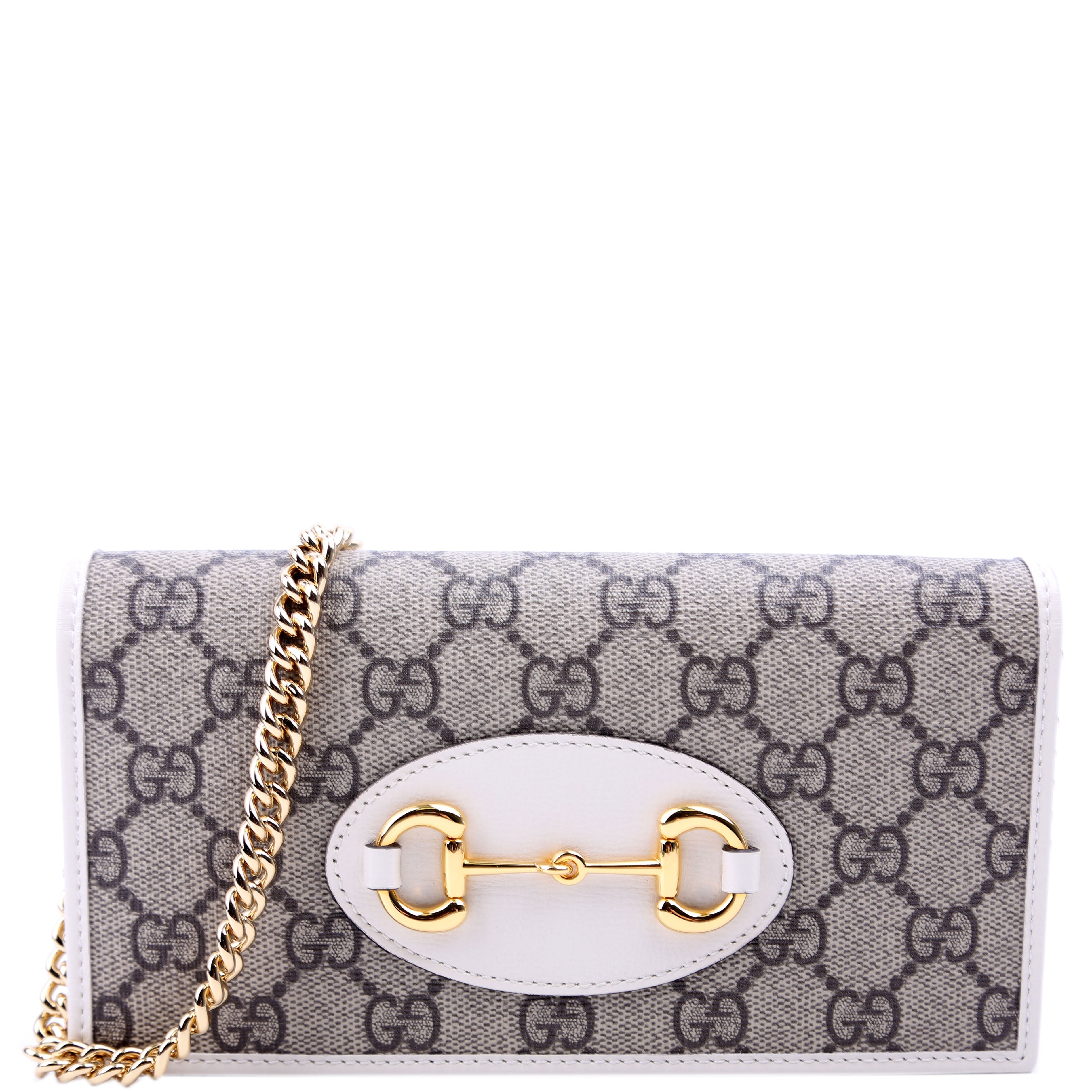 621892 Horsebit 1955 Wallet With Chain White
