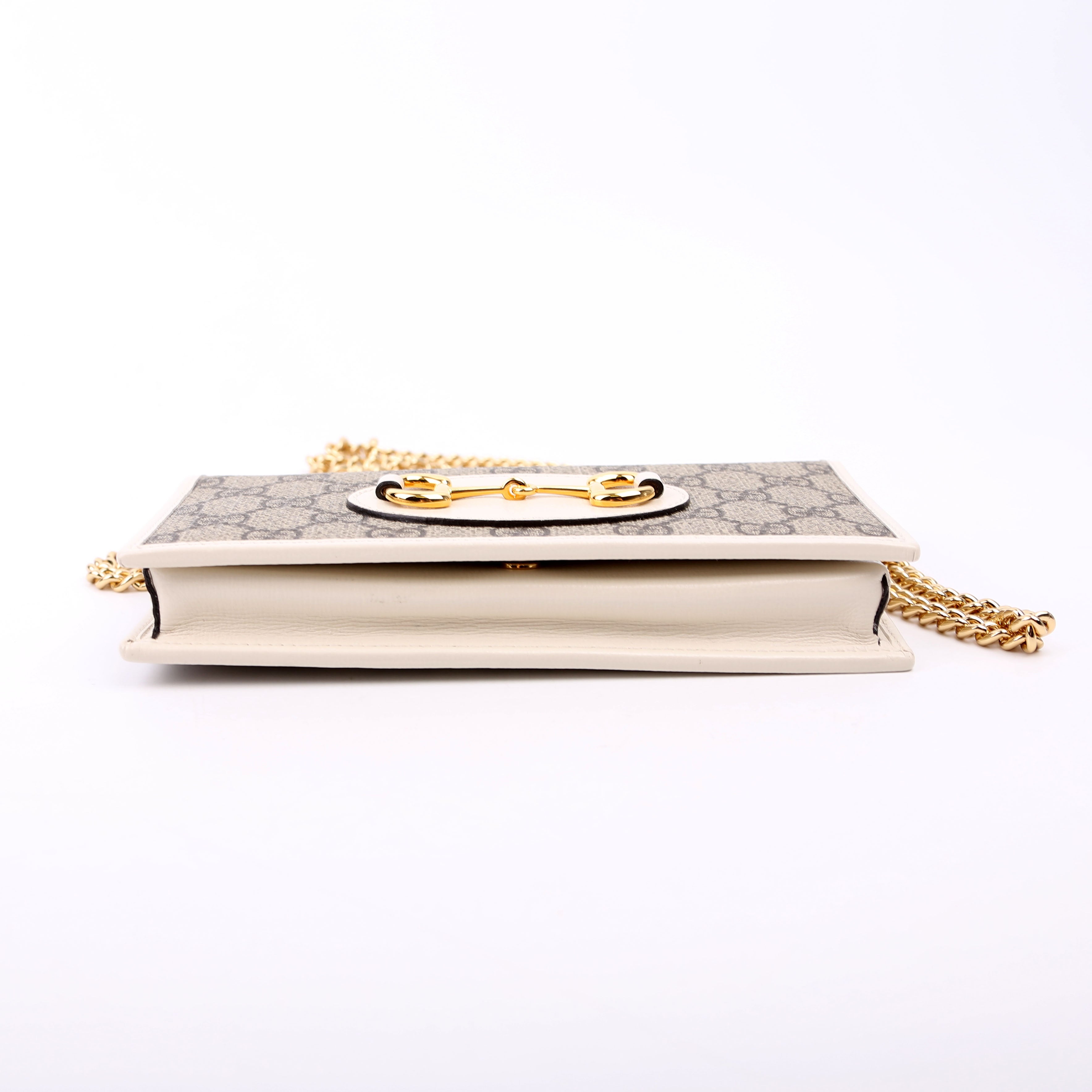 621892 Horsebit 1955 Wallet With Chain White