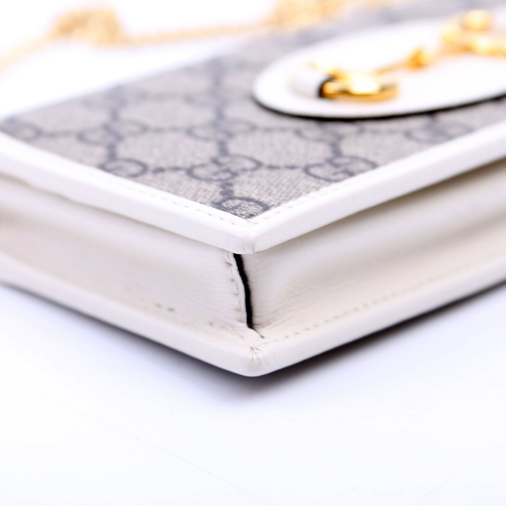 621892 Horsebit 1955 Wallet With Chain White
