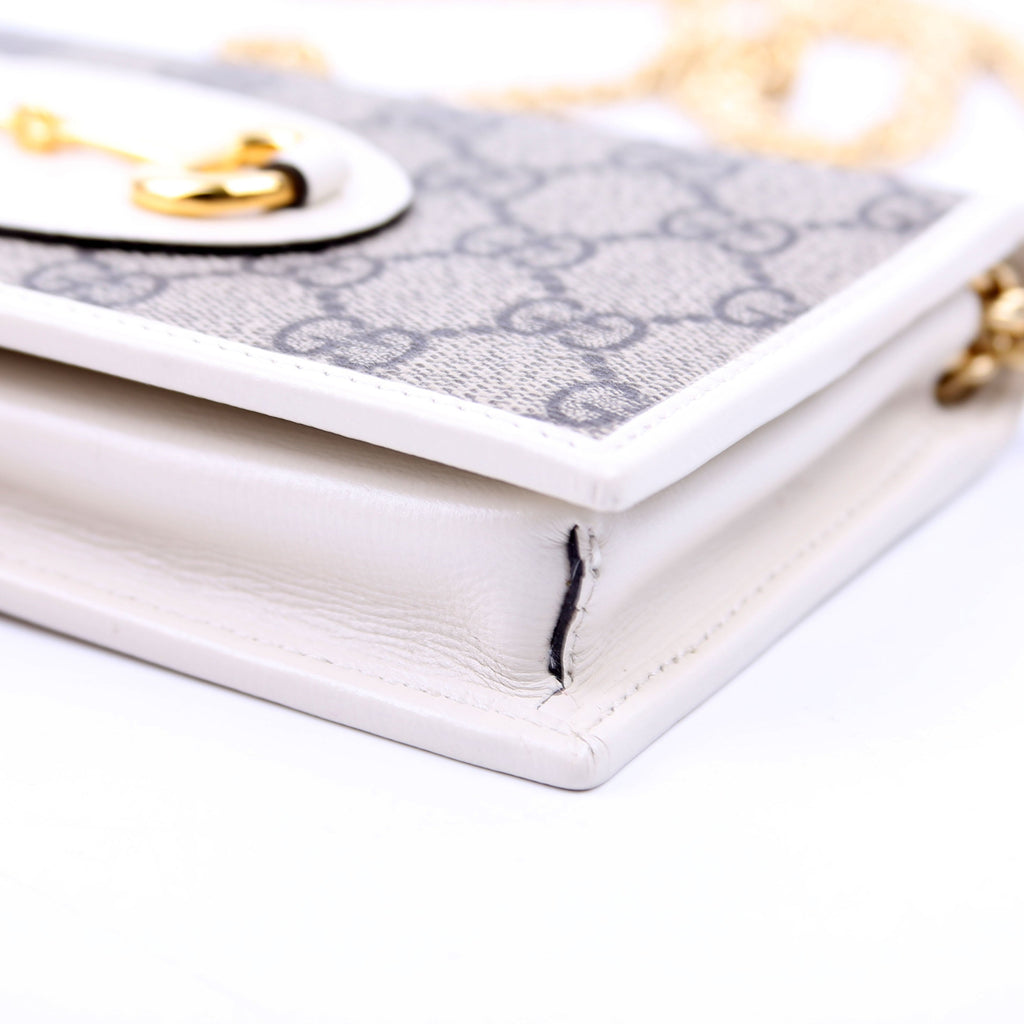 621892 Horsebit 1955 Wallet With Chain White