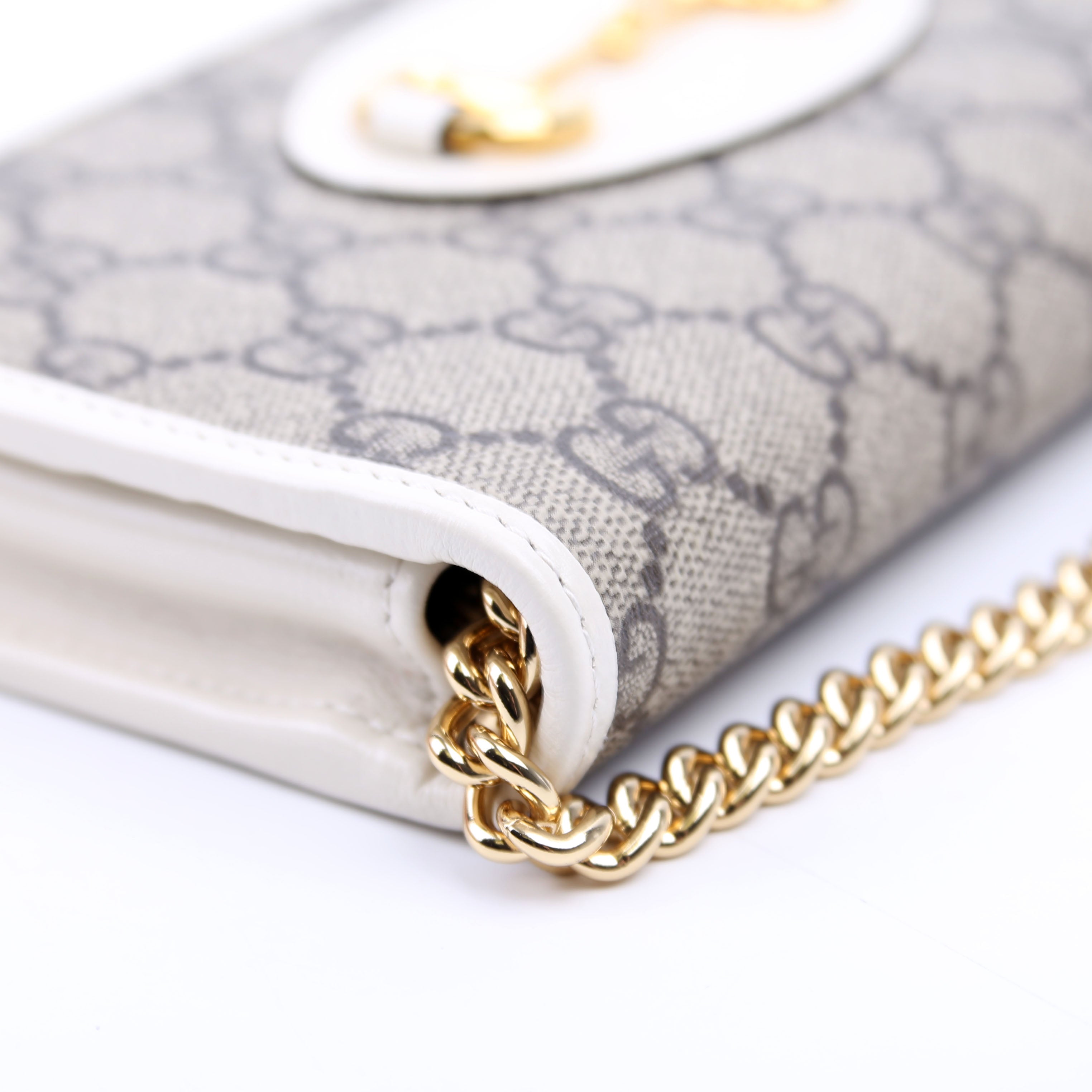 621892 Horsebit 1955 Wallet With Chain White