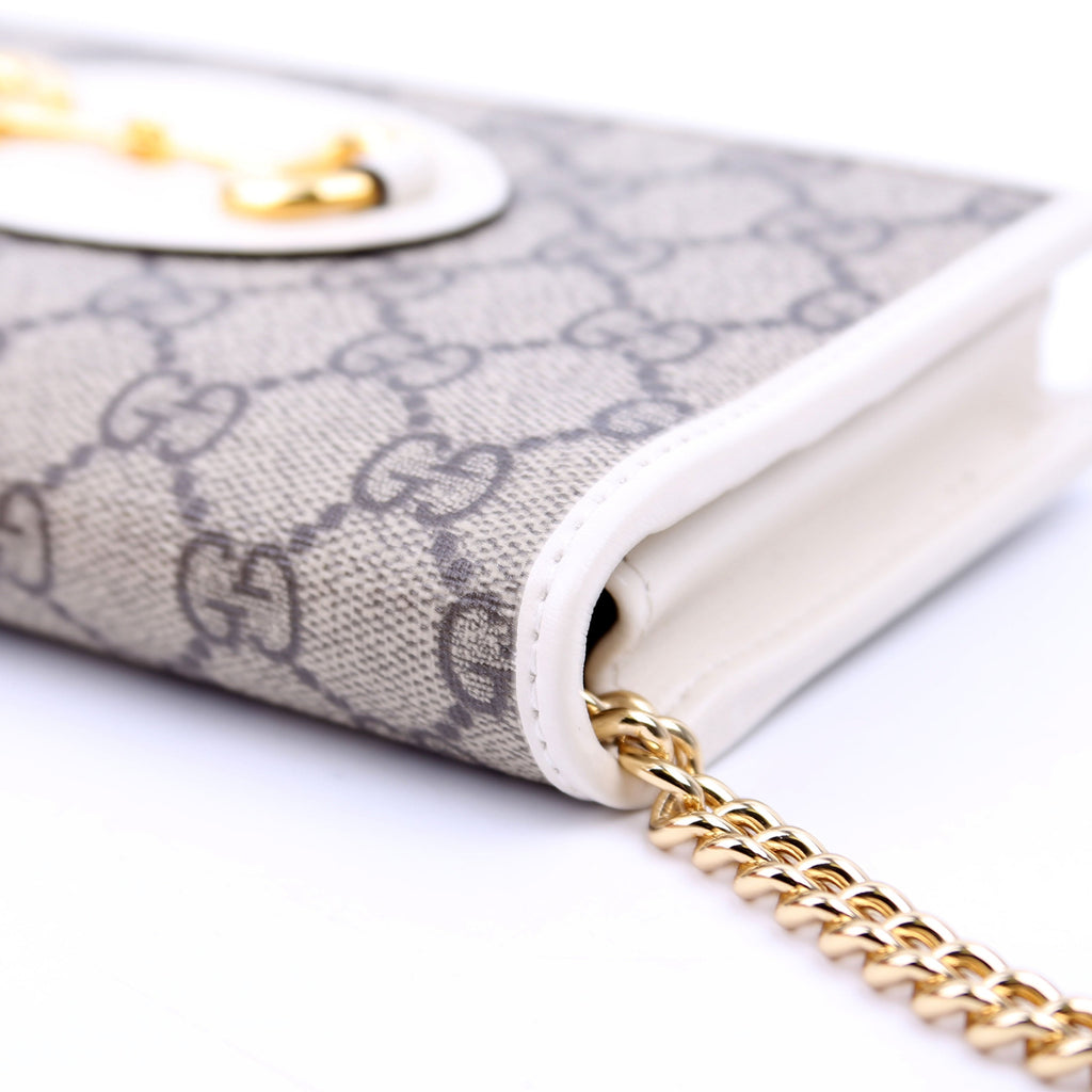621892 Horsebit 1955 Wallet With Chain White