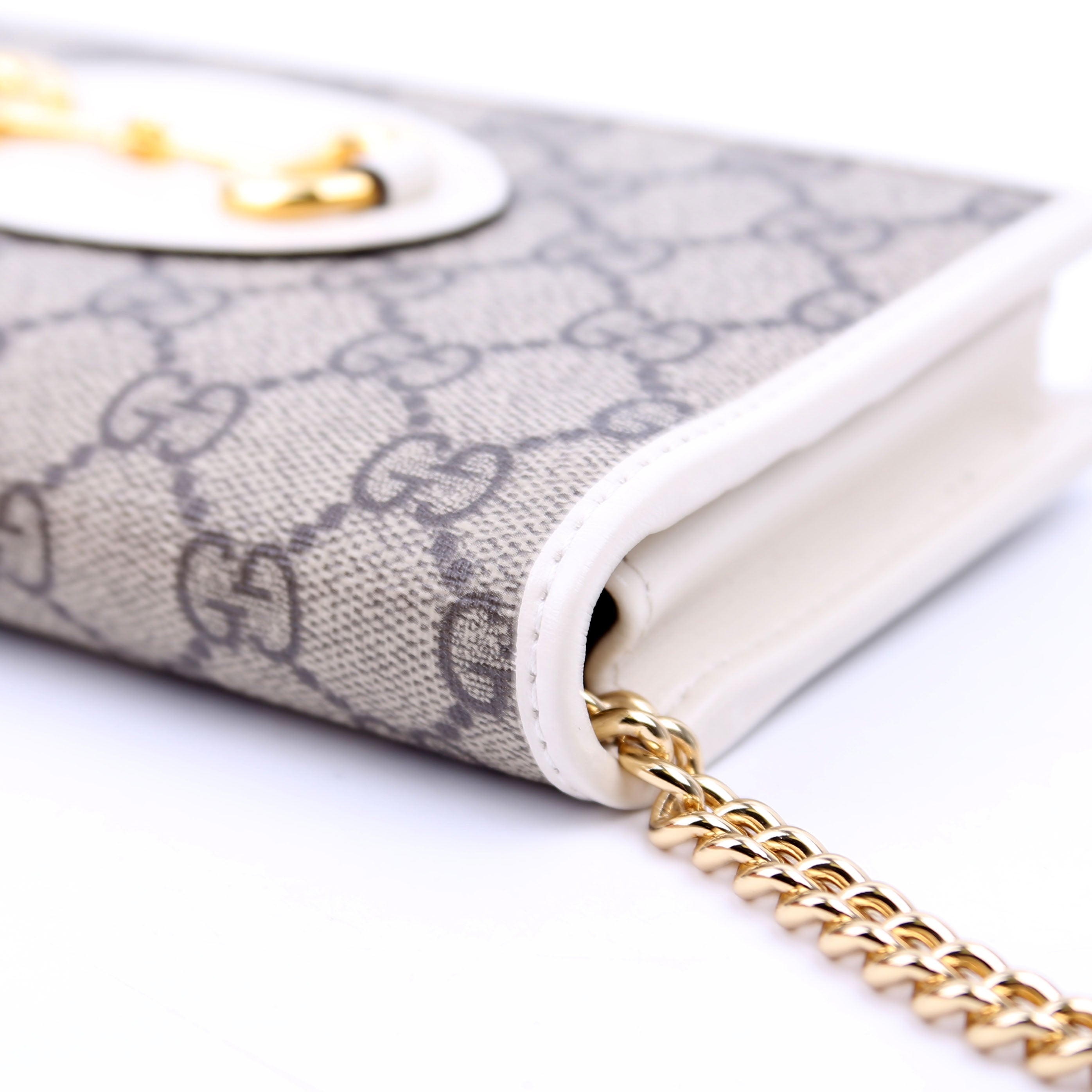 621892 Horsebit 1955 Wallet With Chain White