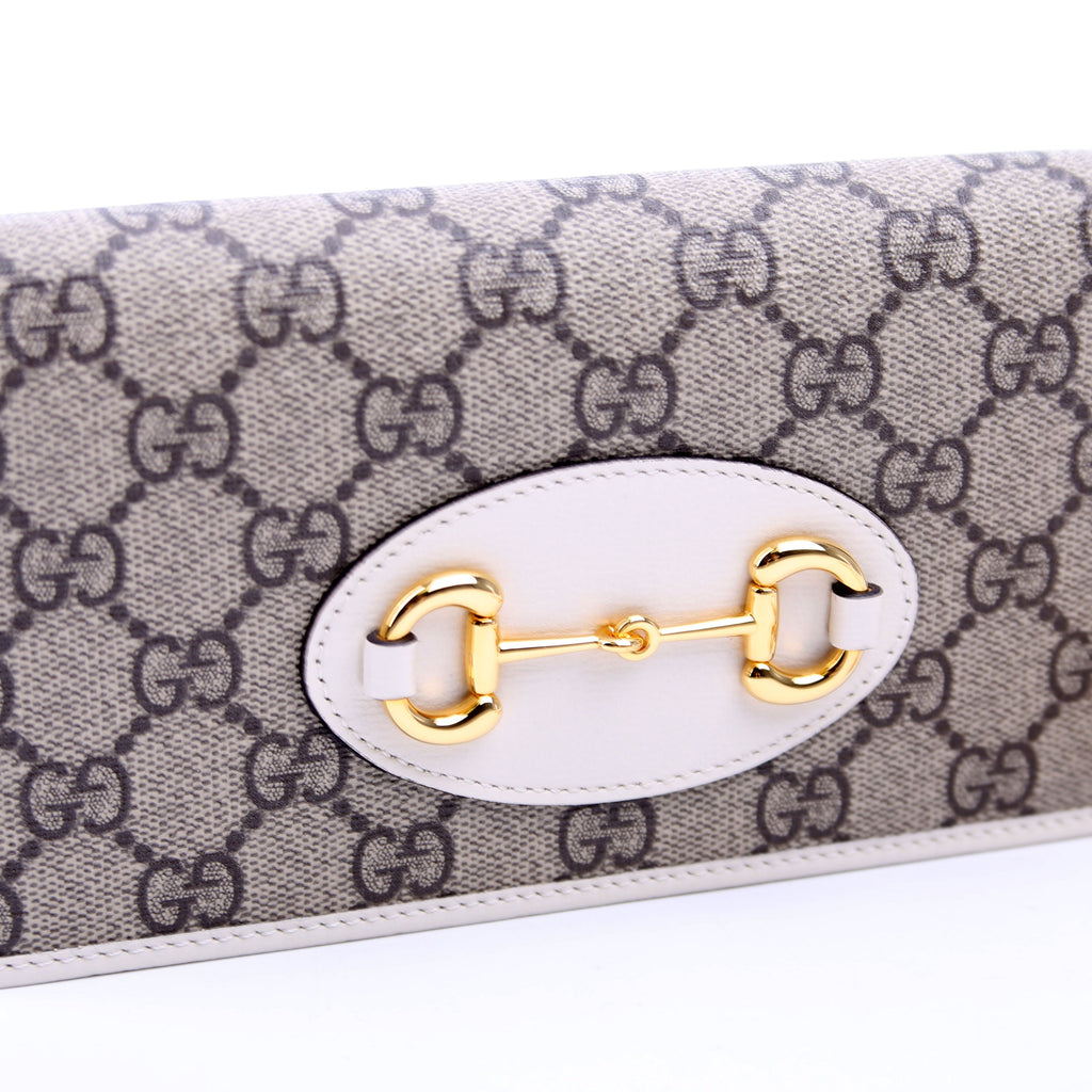 621892 Horsebit 1955 Wallet With Chain White