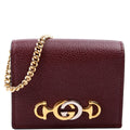 570660 Zumi Leather Card Case with Chain Burgundy