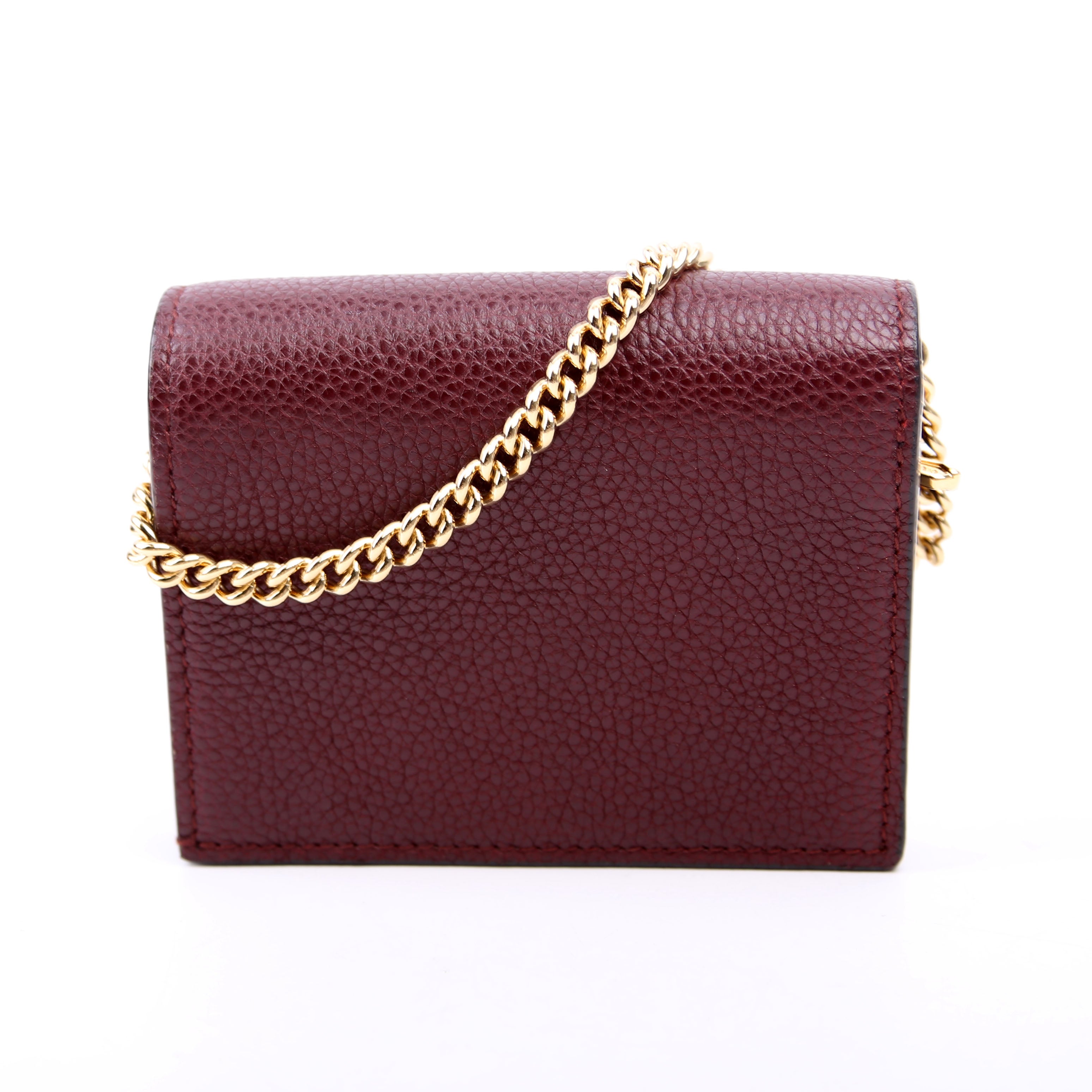 570660 Zumi Leather Card Case with Chain Burgundy