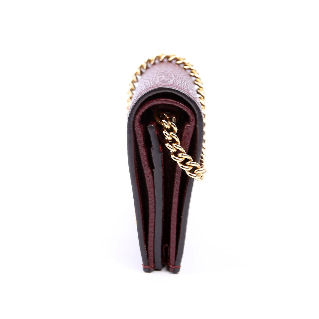 570660 Zumi Leather Card Case with Chain Burgundy