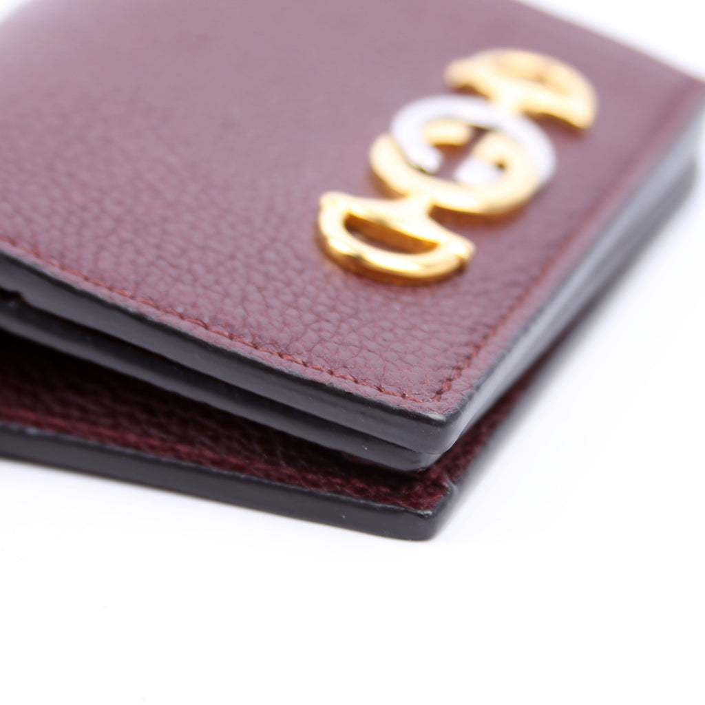 570660 Zumi Leather Card Case with Chain Burgundy