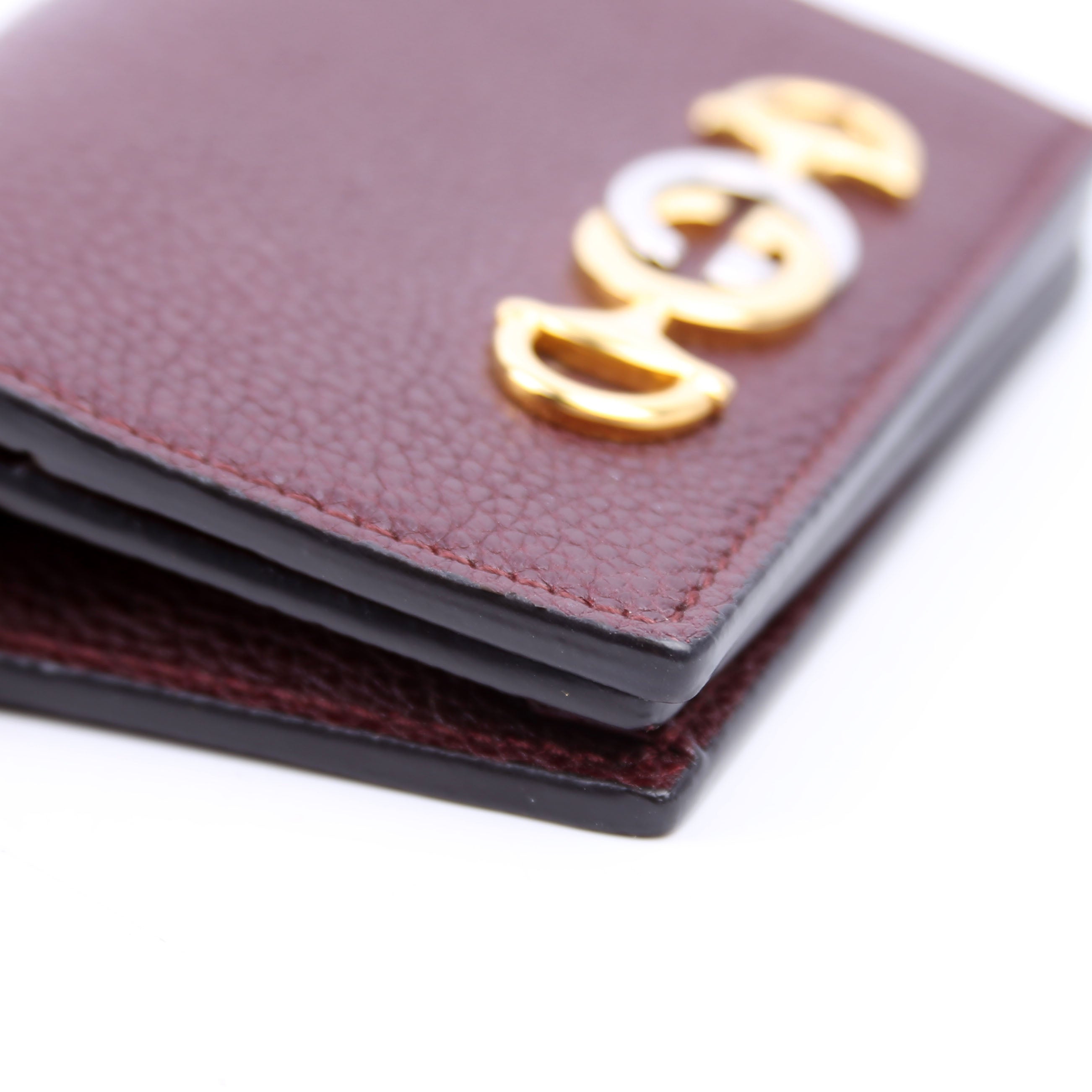 570660 Zumi Leather Card Case with Chain Burgundy