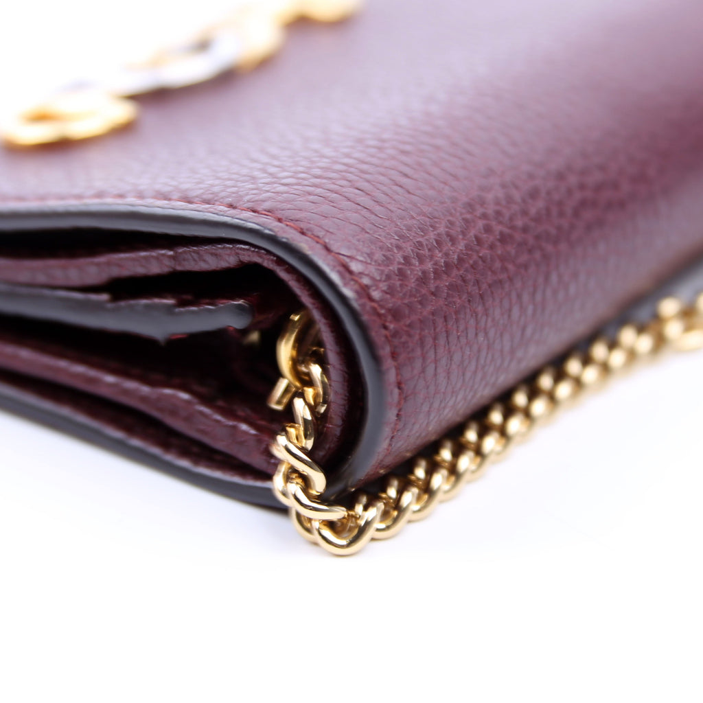 570660 Zumi Leather Card Case with Chain Burgundy